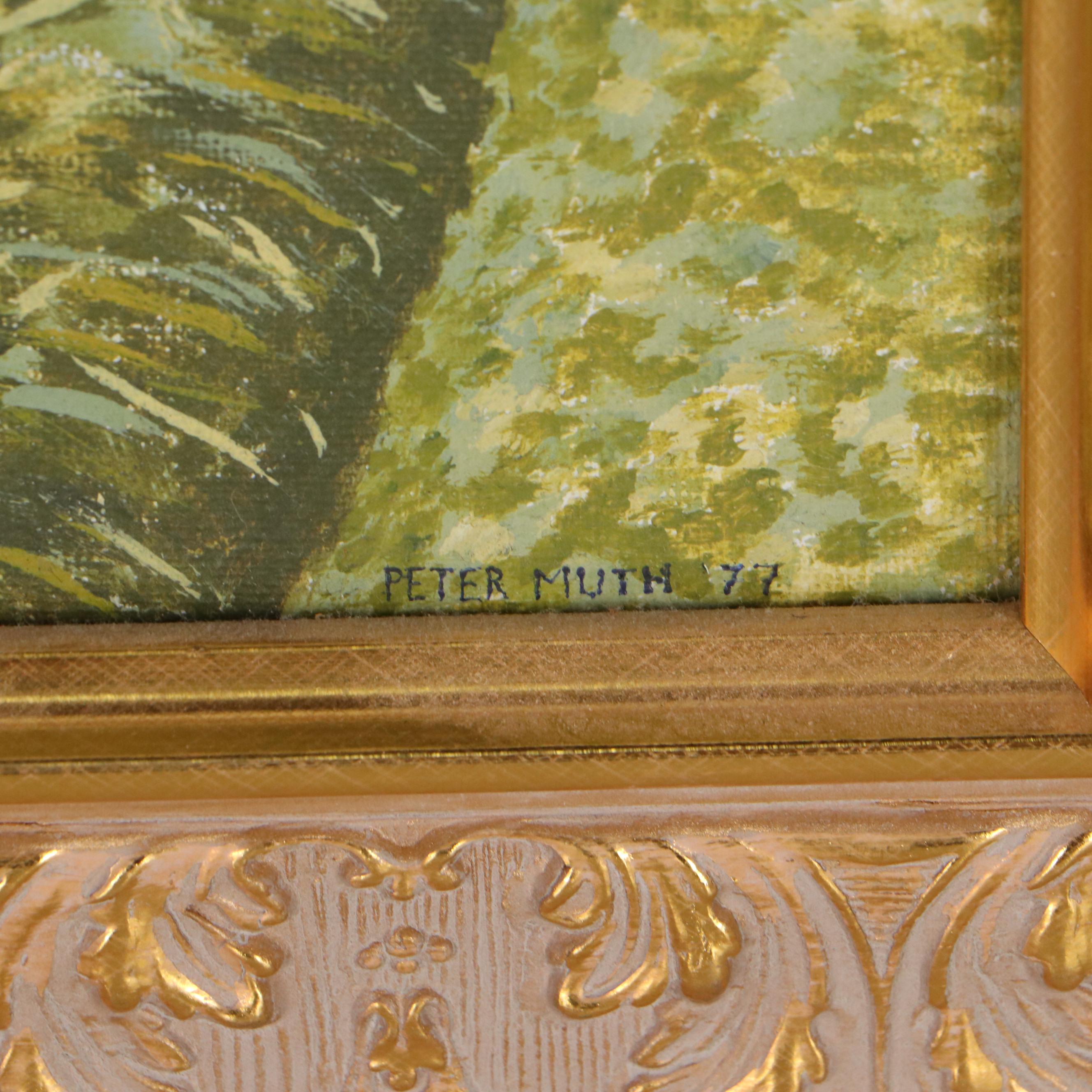 Peter Muth Oil Painting of Garden, 1977