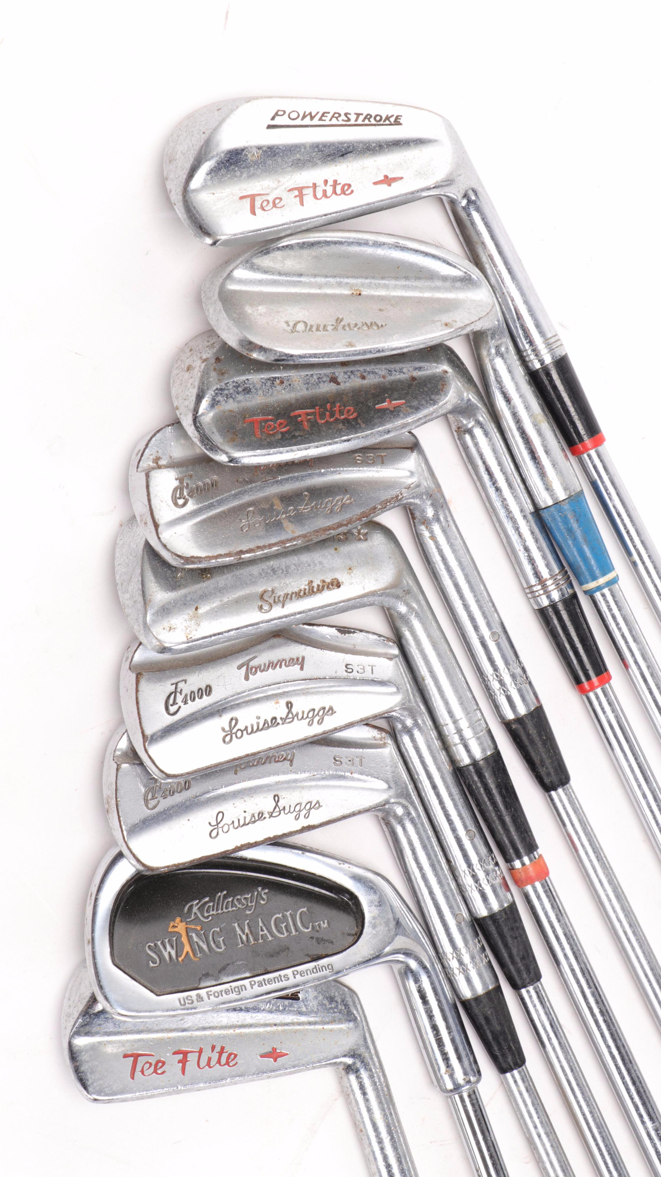 Dynatour Oversize Irons with Assorted Woods and Other Golf Clubs with Bags