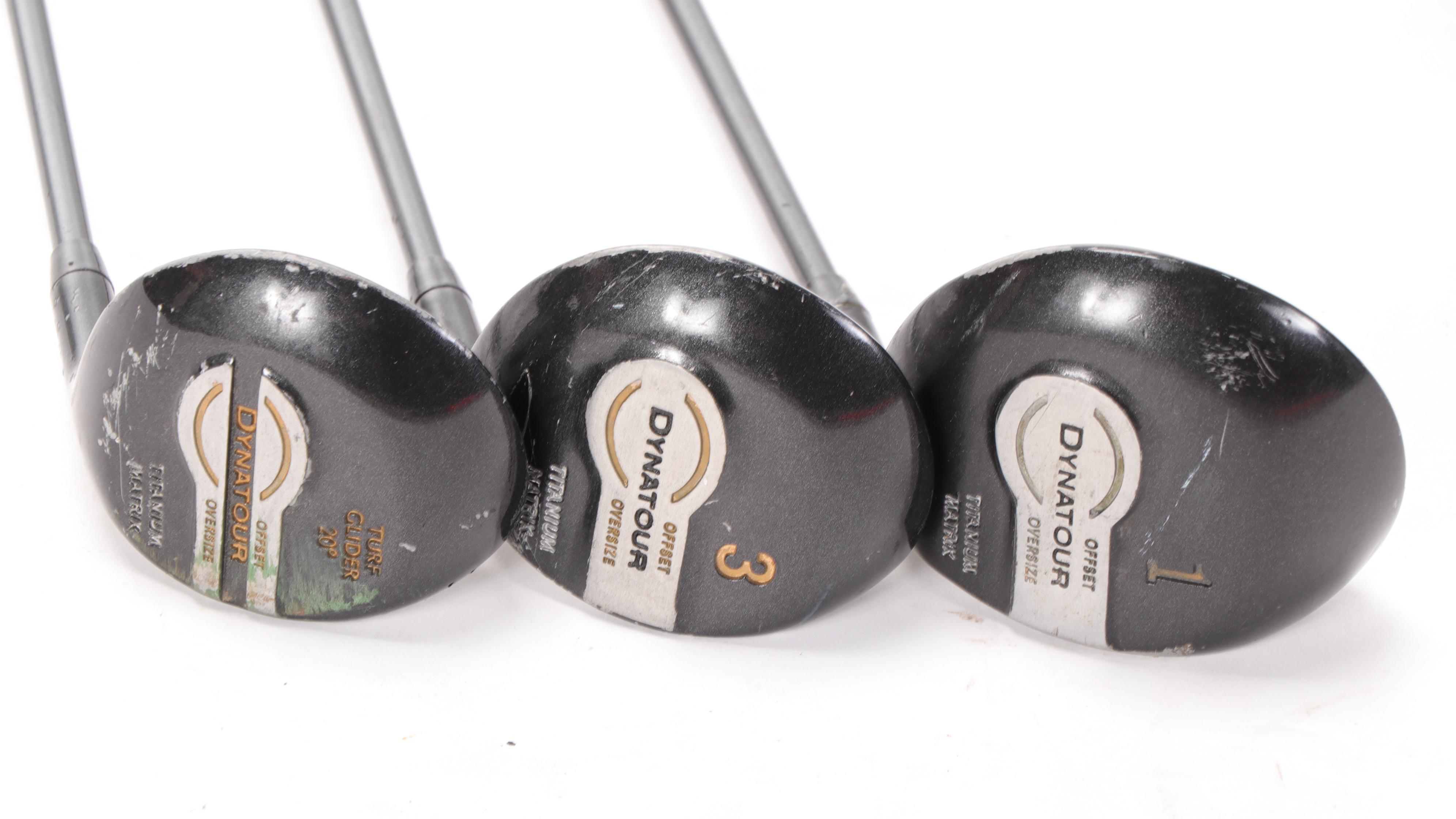 Dynatour Oversize Irons with Assorted Woods and Other Golf Clubs with Bags