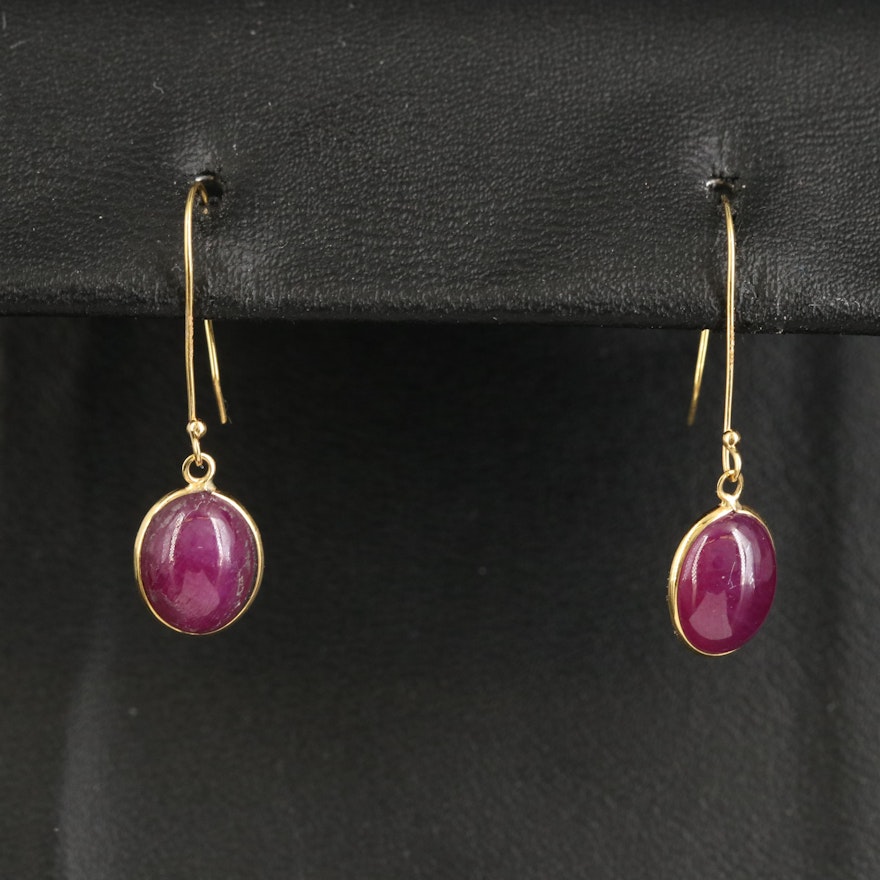 14K Ruby Drop Earrings