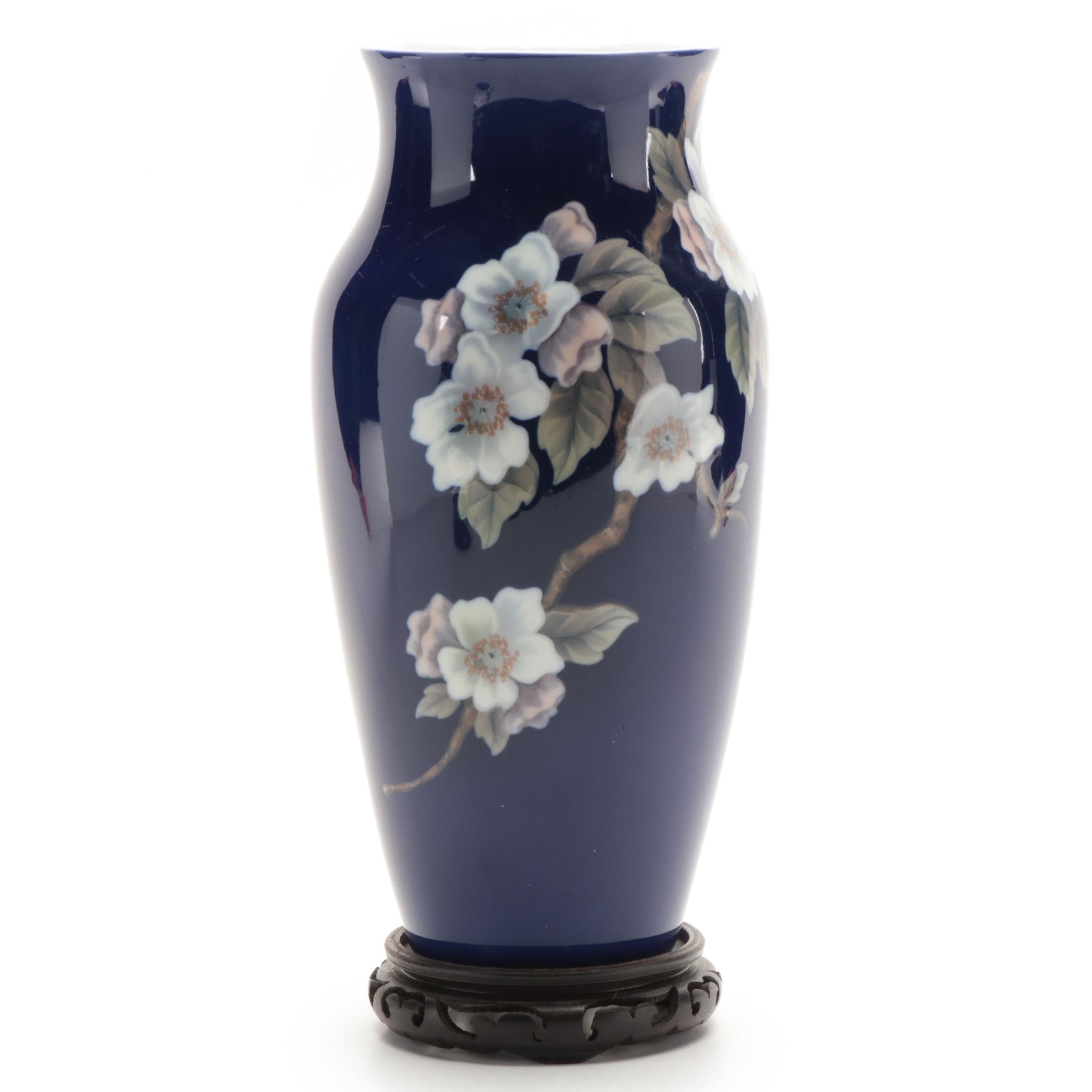 Royal Copenhagen Porcelain Amphora Vase with Apple Blossom Motif, Mid-20th C.