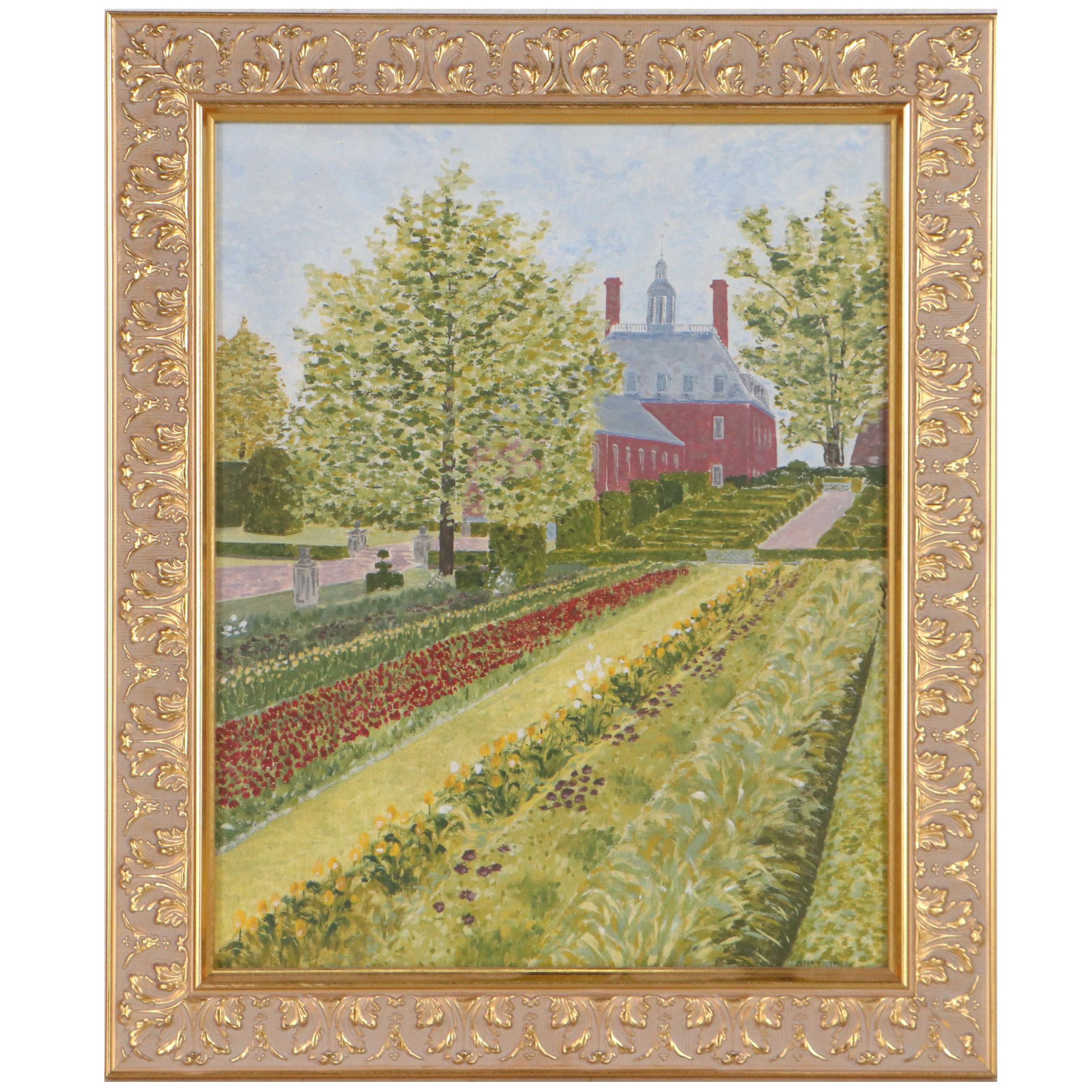 Peter Muth Oil Painting of Garden, 1977