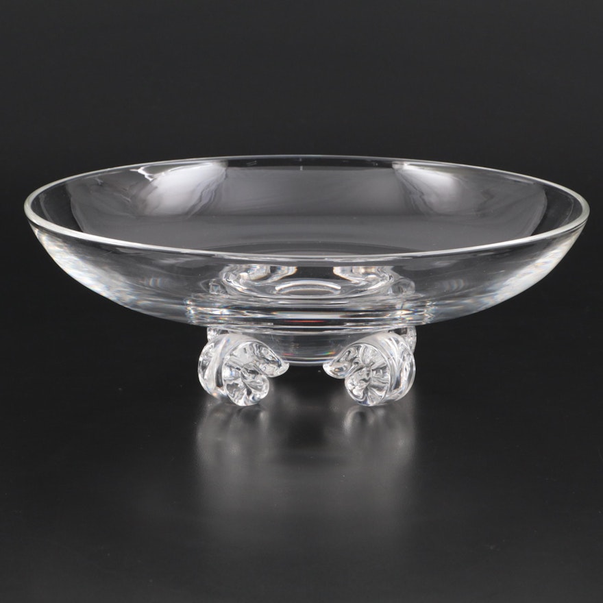 Steuben Art Glass Scroll Footed Bowl Designed by John Dreves, Mid/Late 20th C.