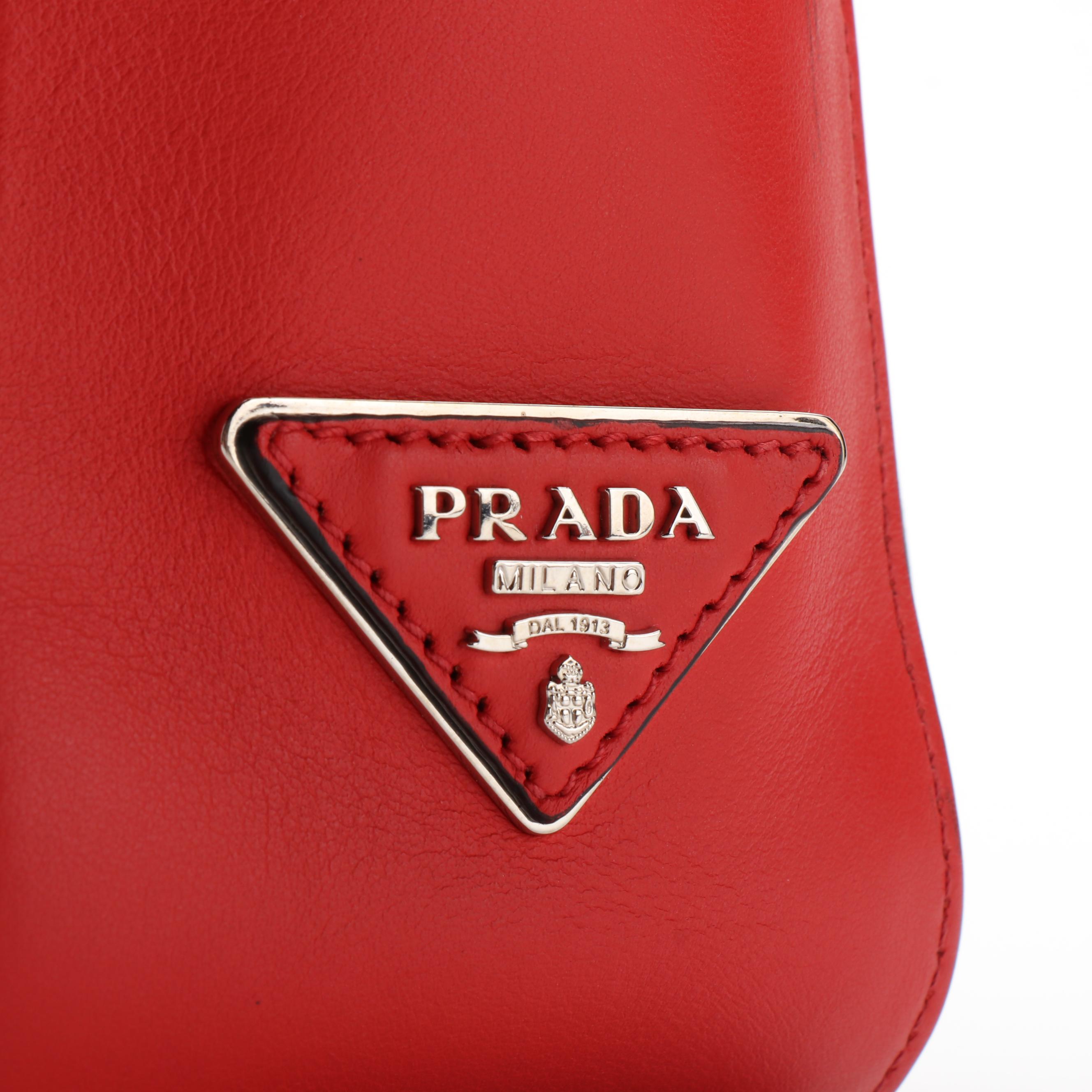 Prada City Fori Shoulder Bag in Black Perforated Leather with Chain Straps