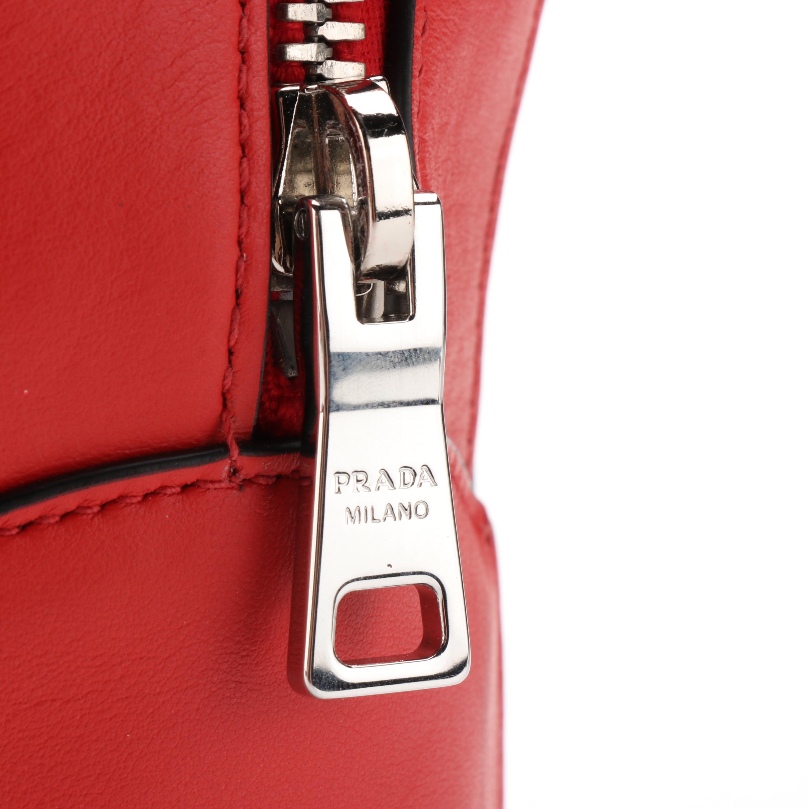 Prada City Fori Shoulder Bag in Black Perforated Leather with Chain Straps