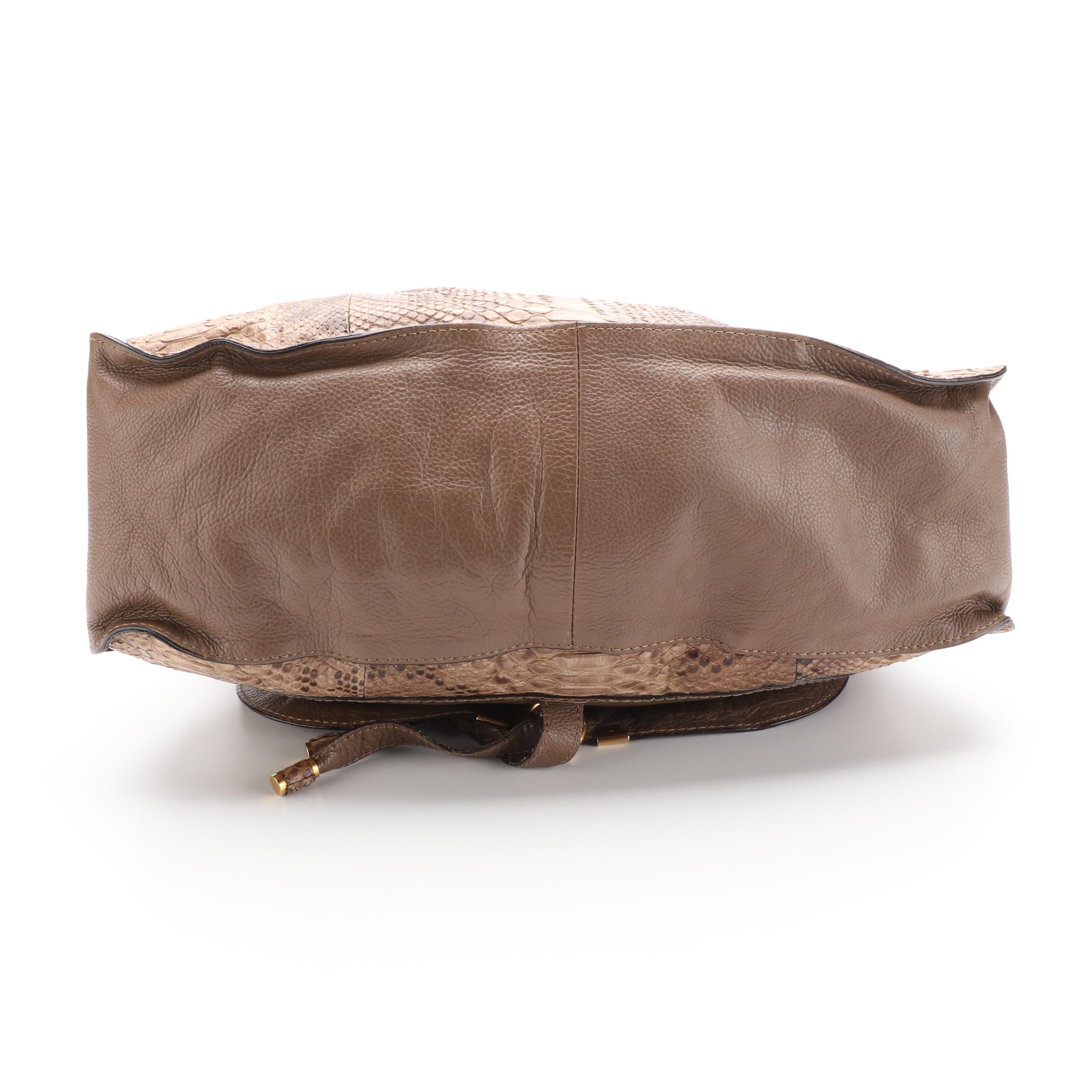Chloe Marcie Python and Leather Shoulder Bag