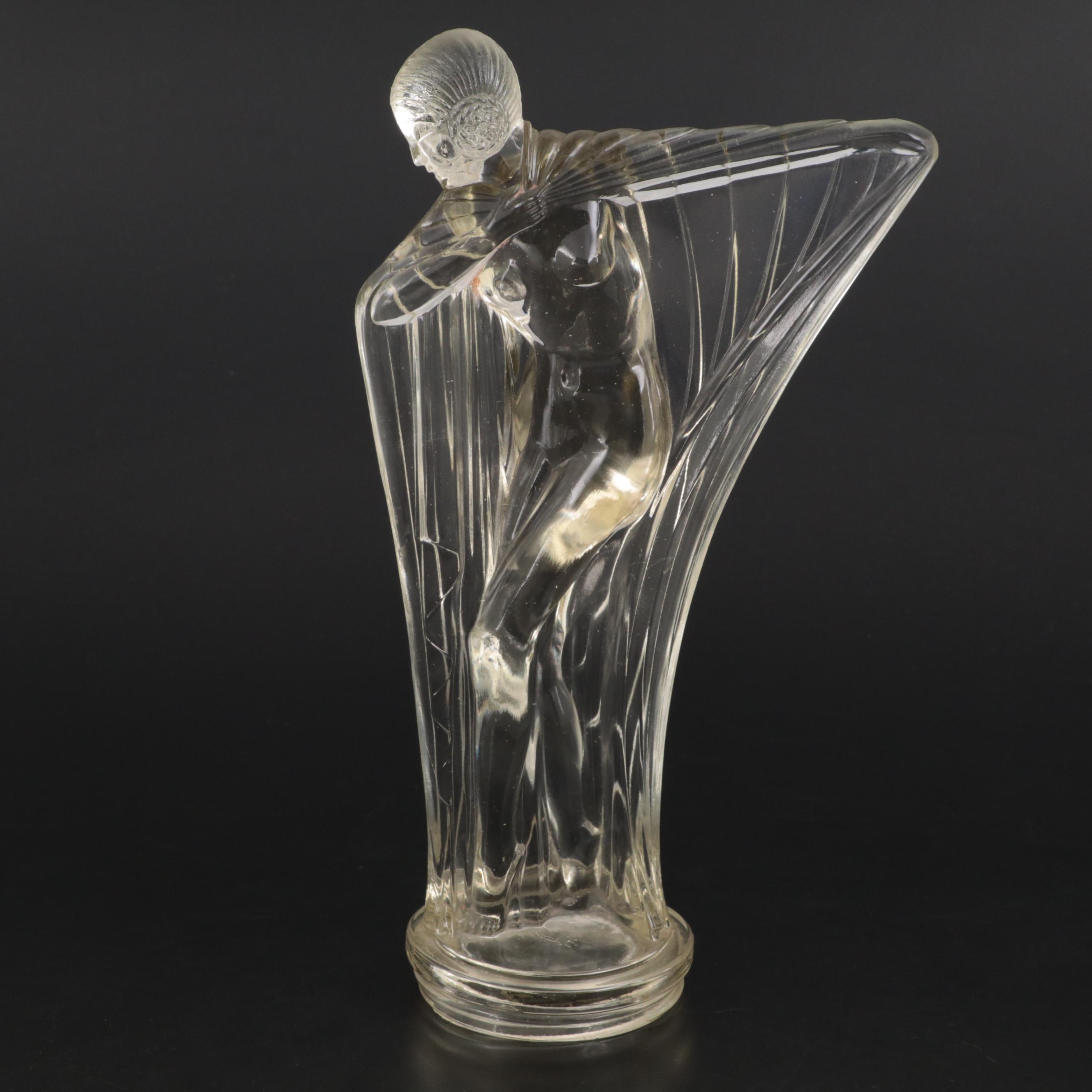 Art Deco Molded Glass Isadora Duncan Car Mascot after Lucille Sevin