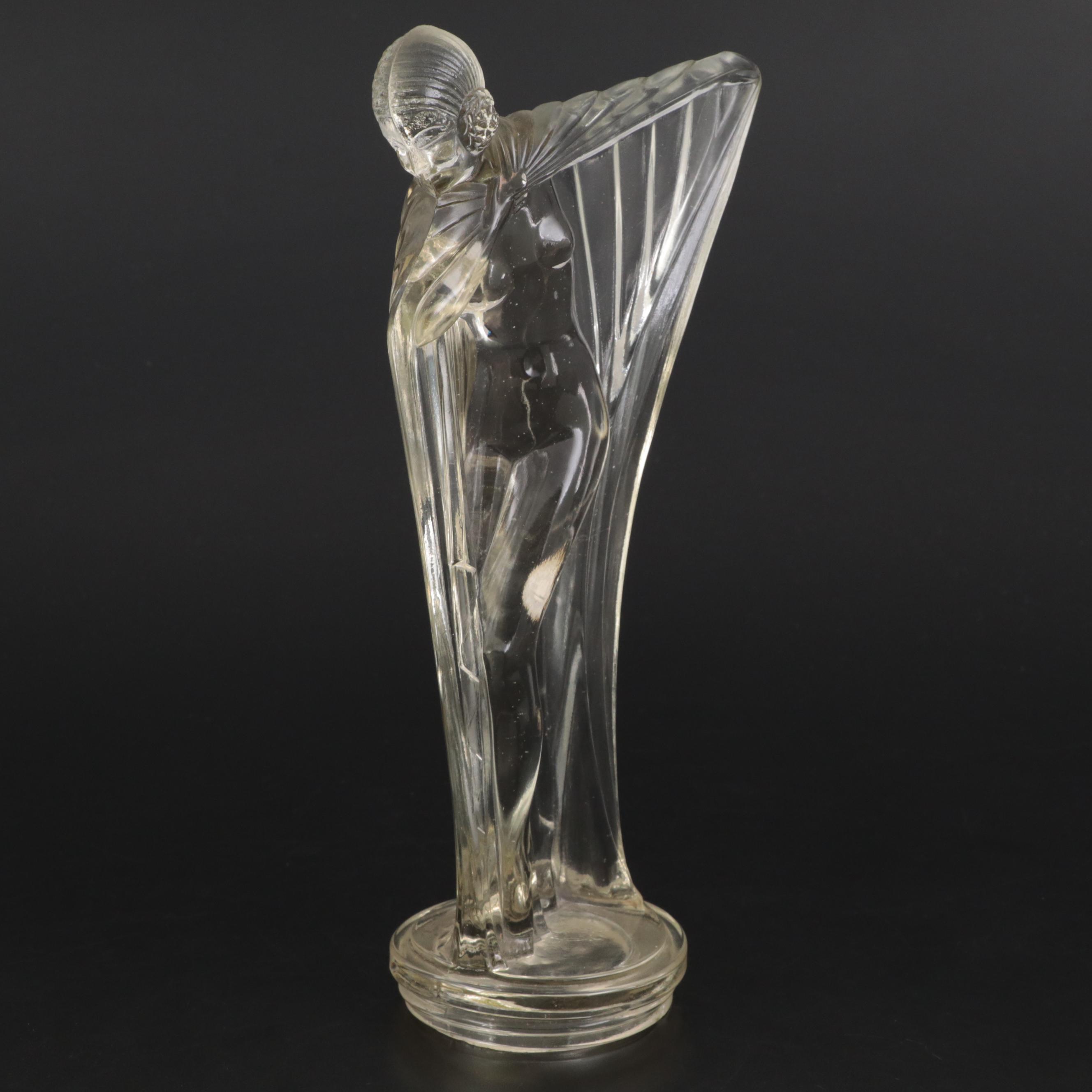 Art Deco Molded Glass Isadora Duncan Car Mascot after Lucille Sevin