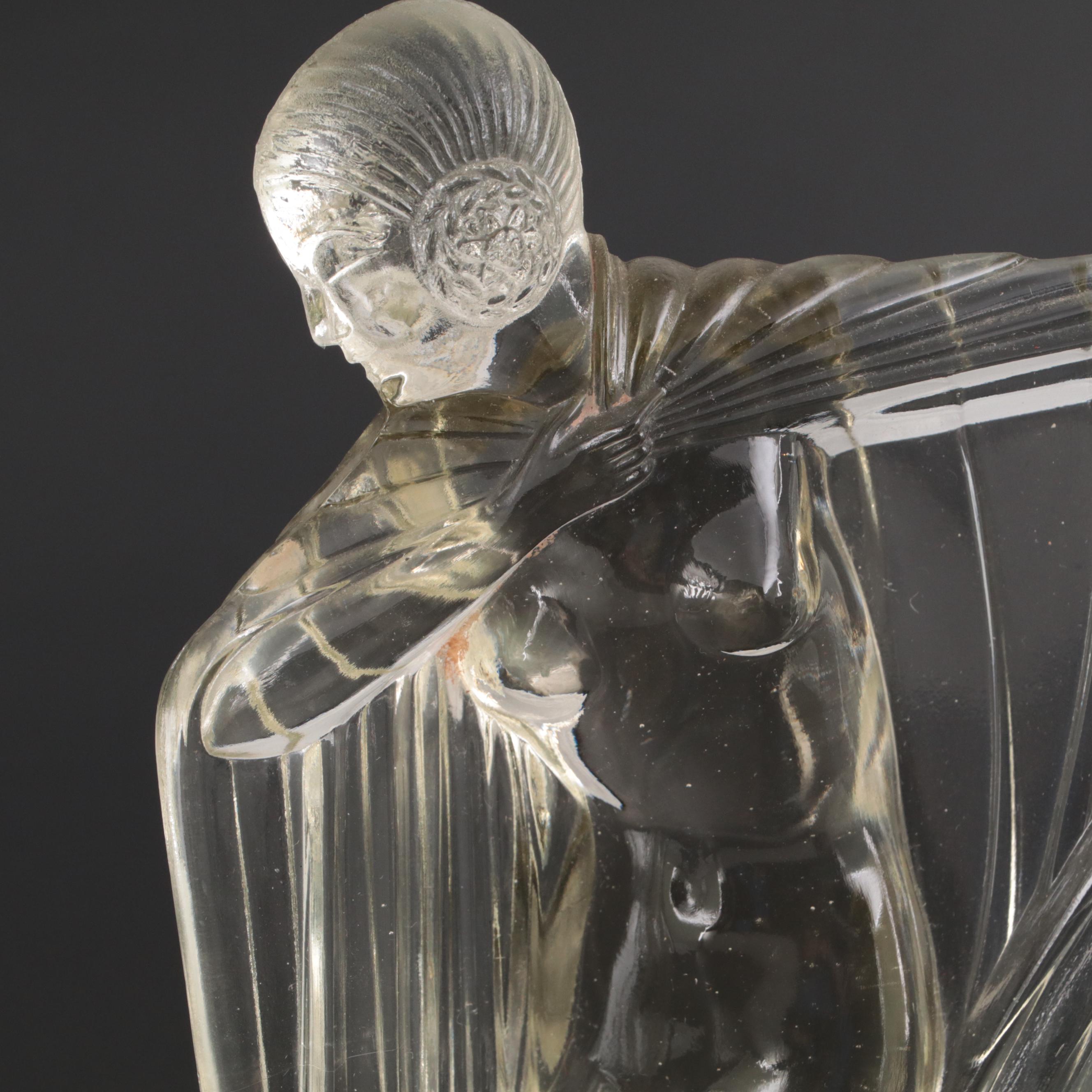 Art Deco Molded Glass Isadora Duncan Car Mascot after Lucille Sevin