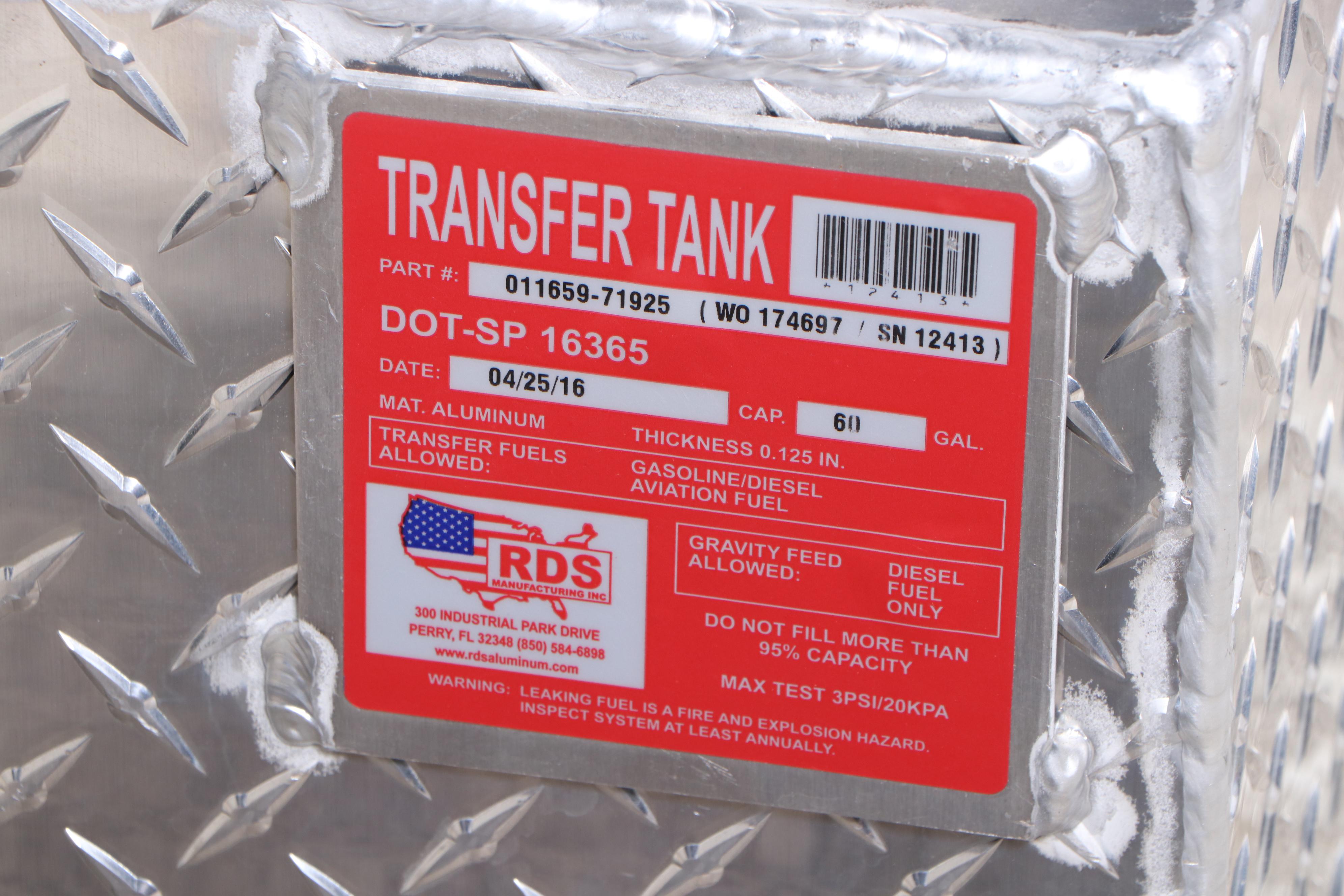 RDS Manufacturing Diamond Plate Fuel Transfer Tank with Storage Chest