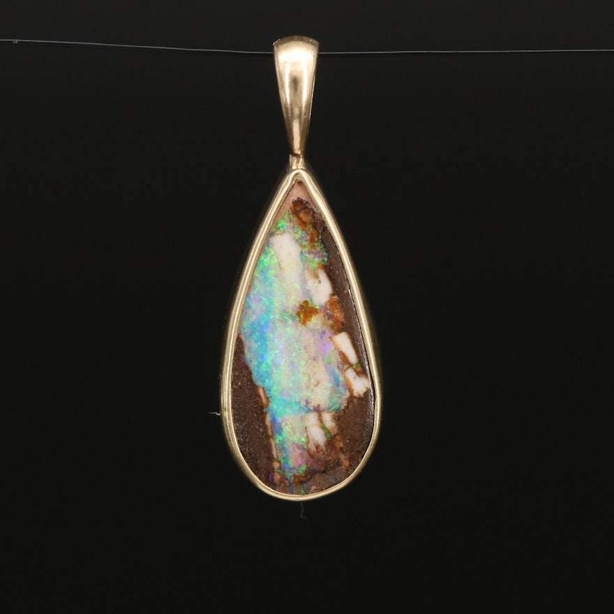 18K Boulder Opal Drop Pendant