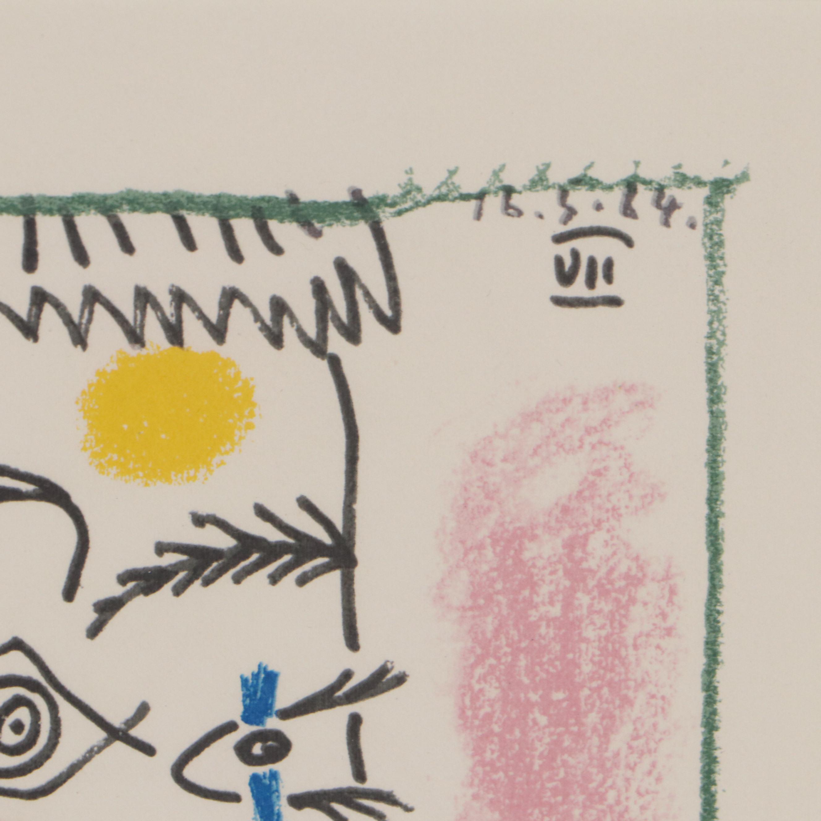 Pablo Picasso Abstract Portrait Pochoir from "Le Goût du Bonheur"