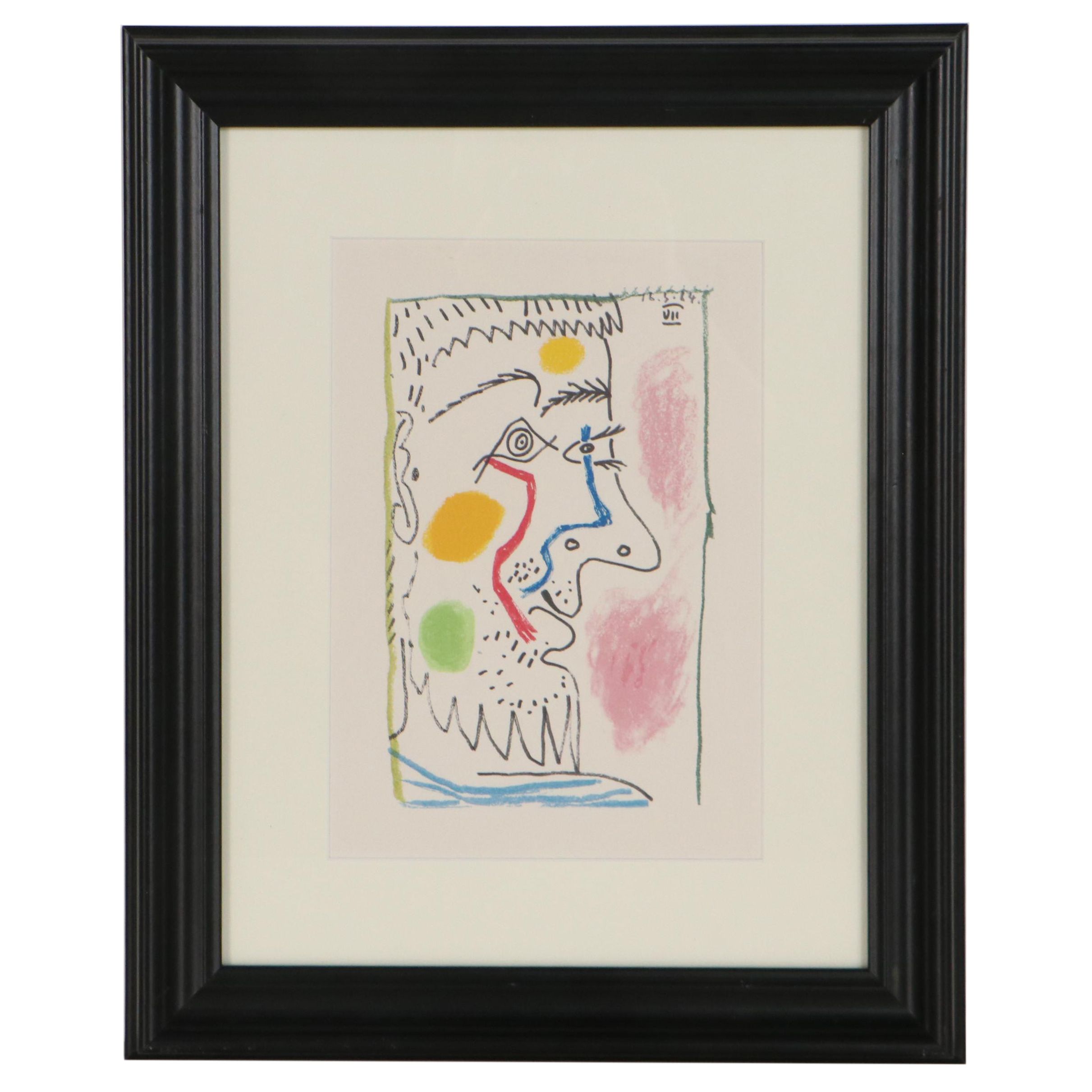 Pablo Picasso Abstract Portrait Pochoir from "Le Goût du Bonheur"