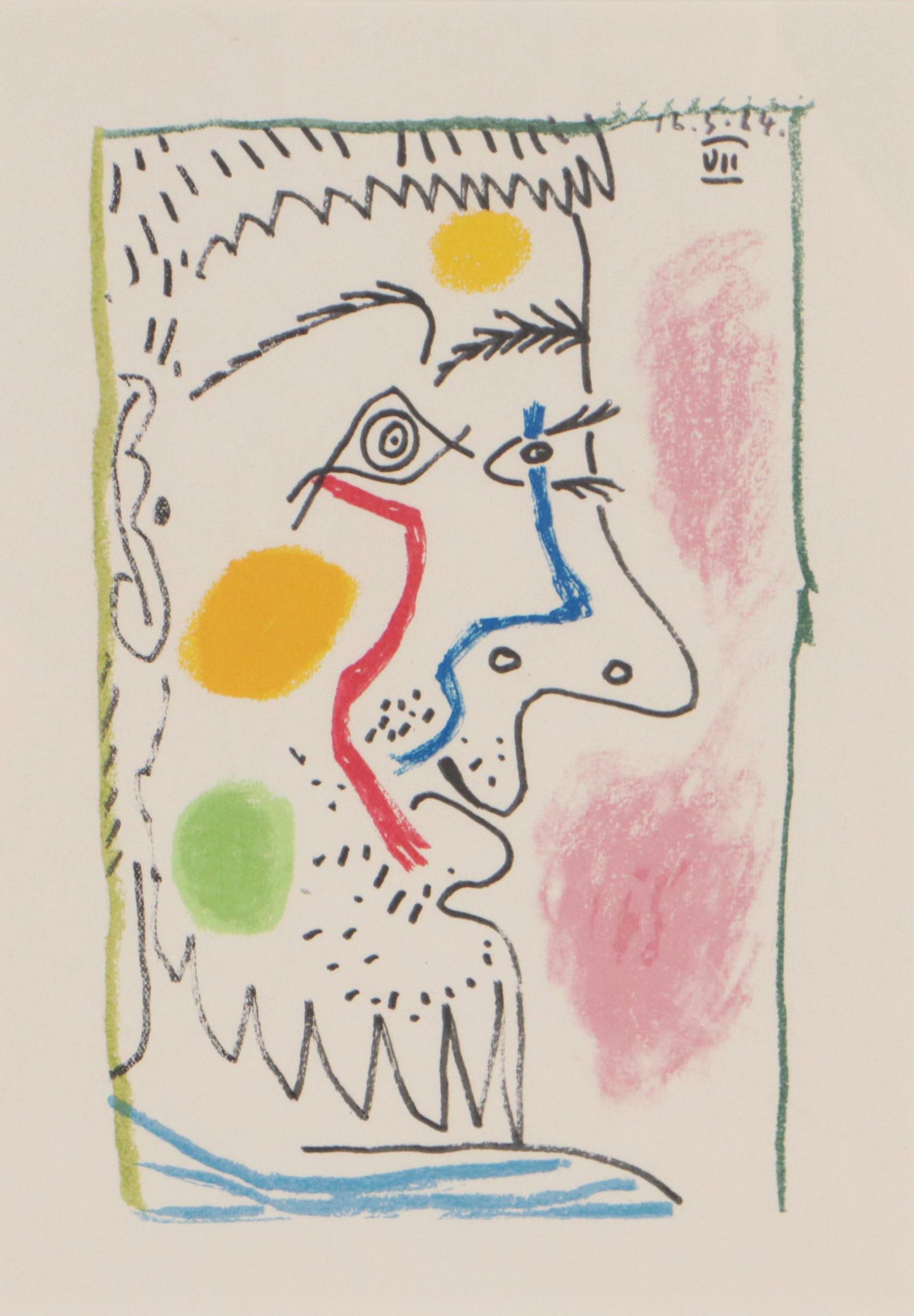 Pablo Picasso Abstract Portrait Pochoir from "Le Goût du Bonheur"