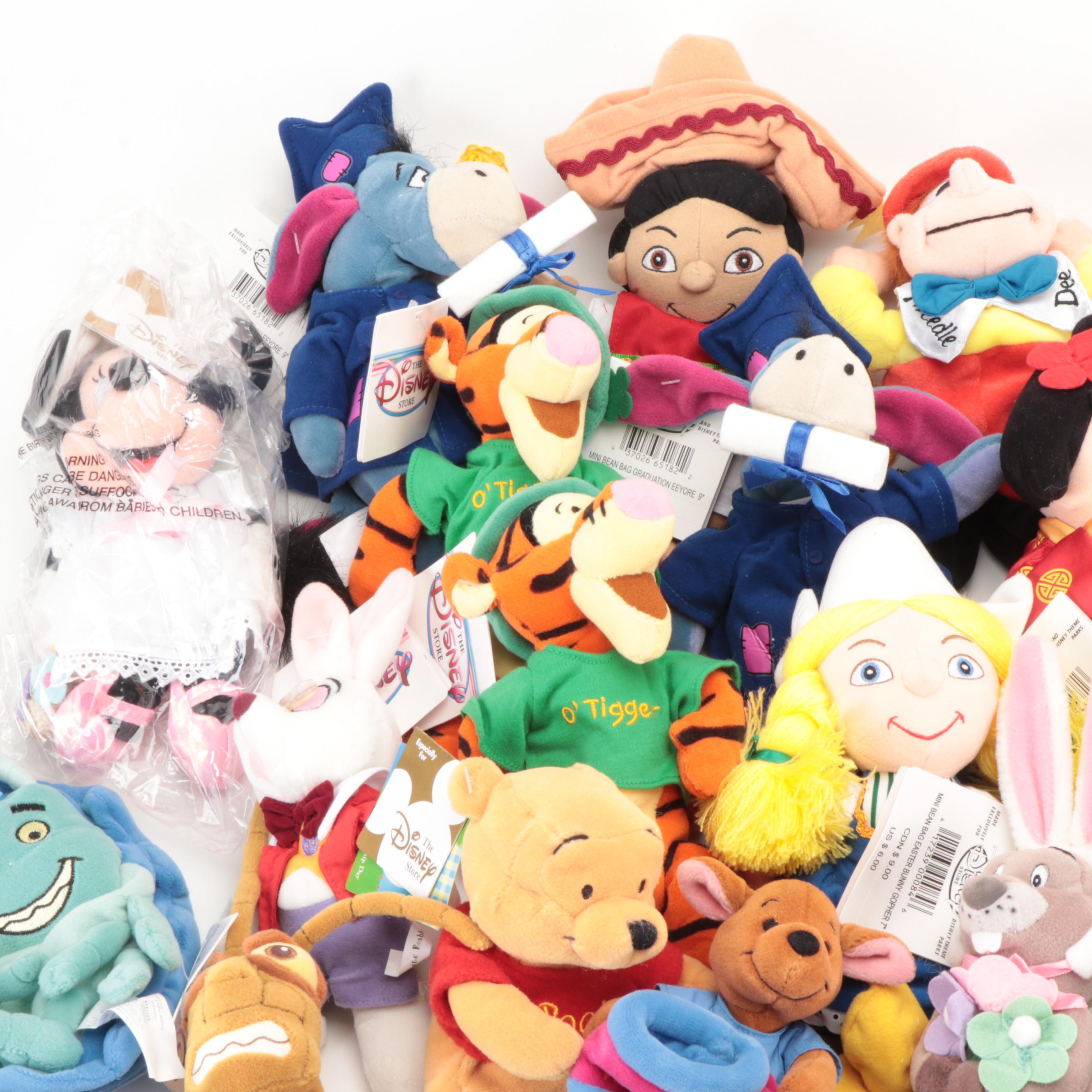 Disney Stuffed Toys Including Winnie-the-Pooh, Mickey Mouse and Others