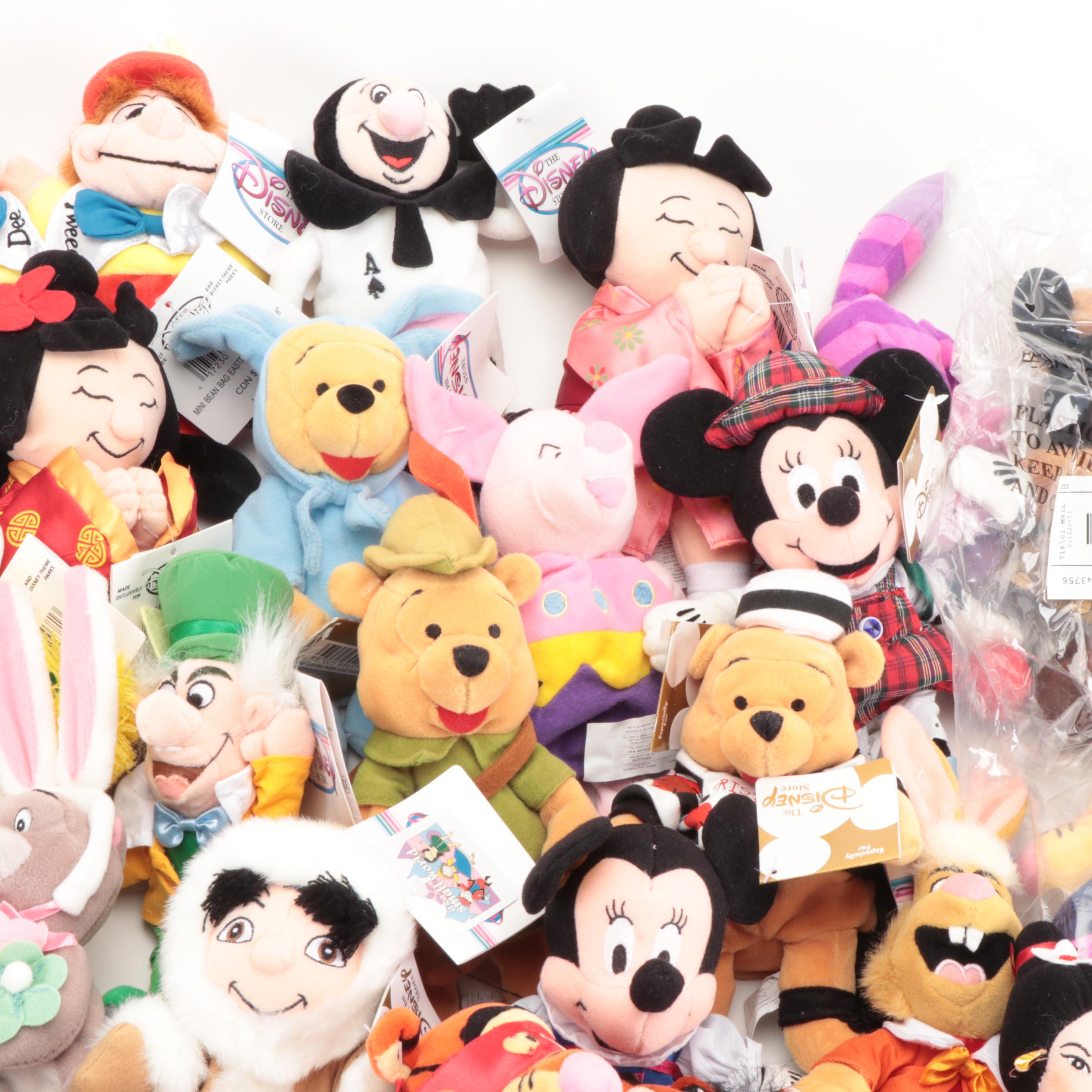 Disney Stuffed Toys Including Winnie-the-Pooh, Mickey Mouse and Others