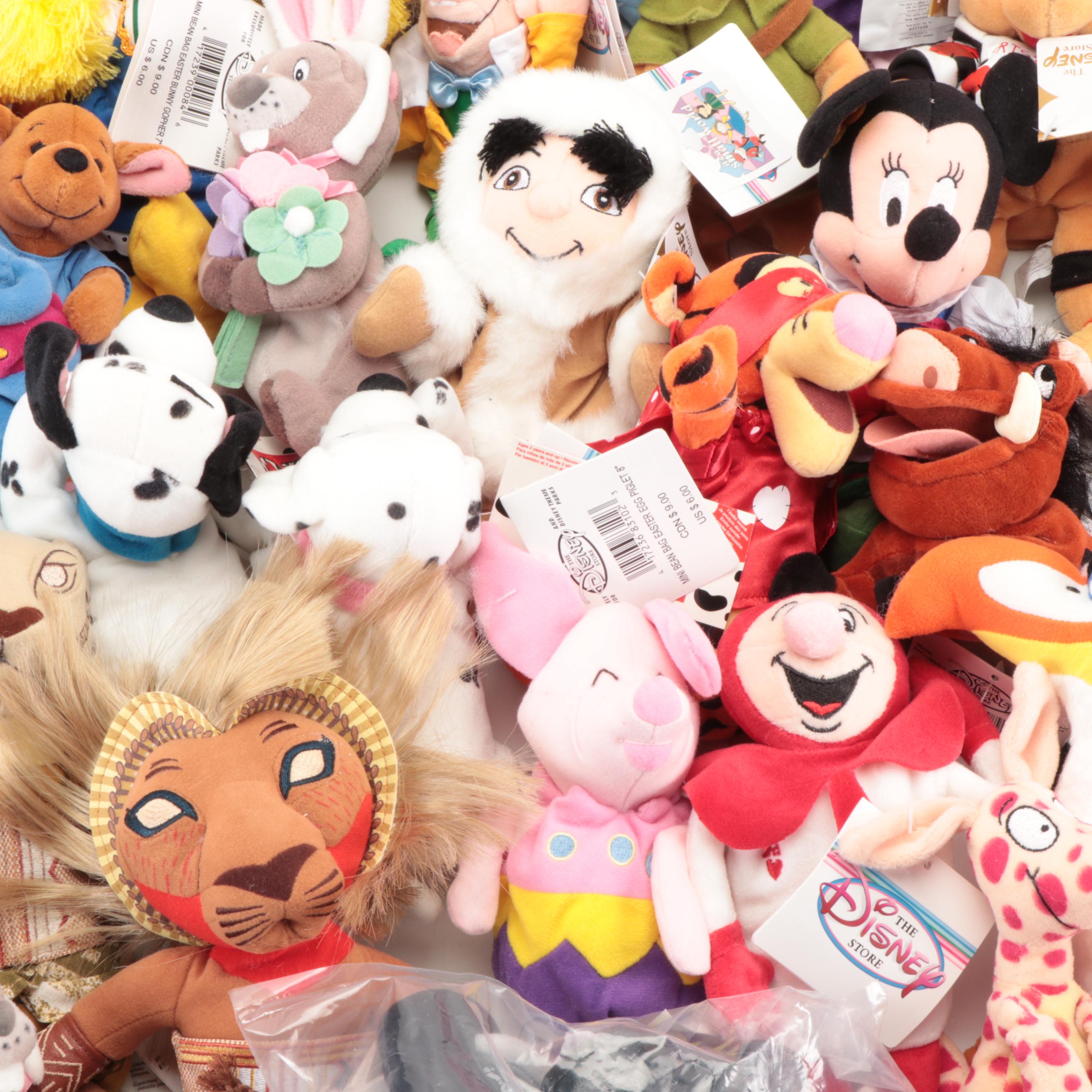 Disney Stuffed Toys Including Winnie-the-Pooh, Mickey Mouse and Others