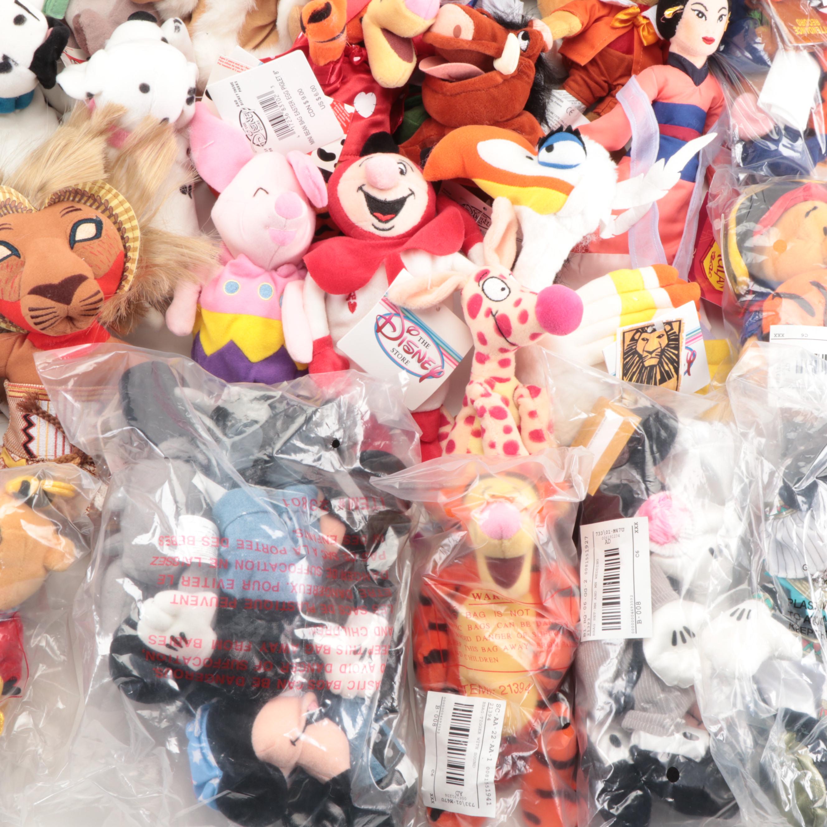 Disney Stuffed Toys Including Winnie-the-Pooh, Mickey Mouse and Others