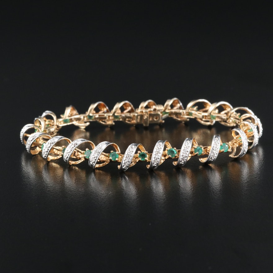 10K Emerald and Diamond Bracelet