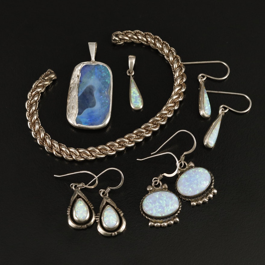 Sterling Opal and Boulder Opal Jewelry Including Studio and Southwestern Style