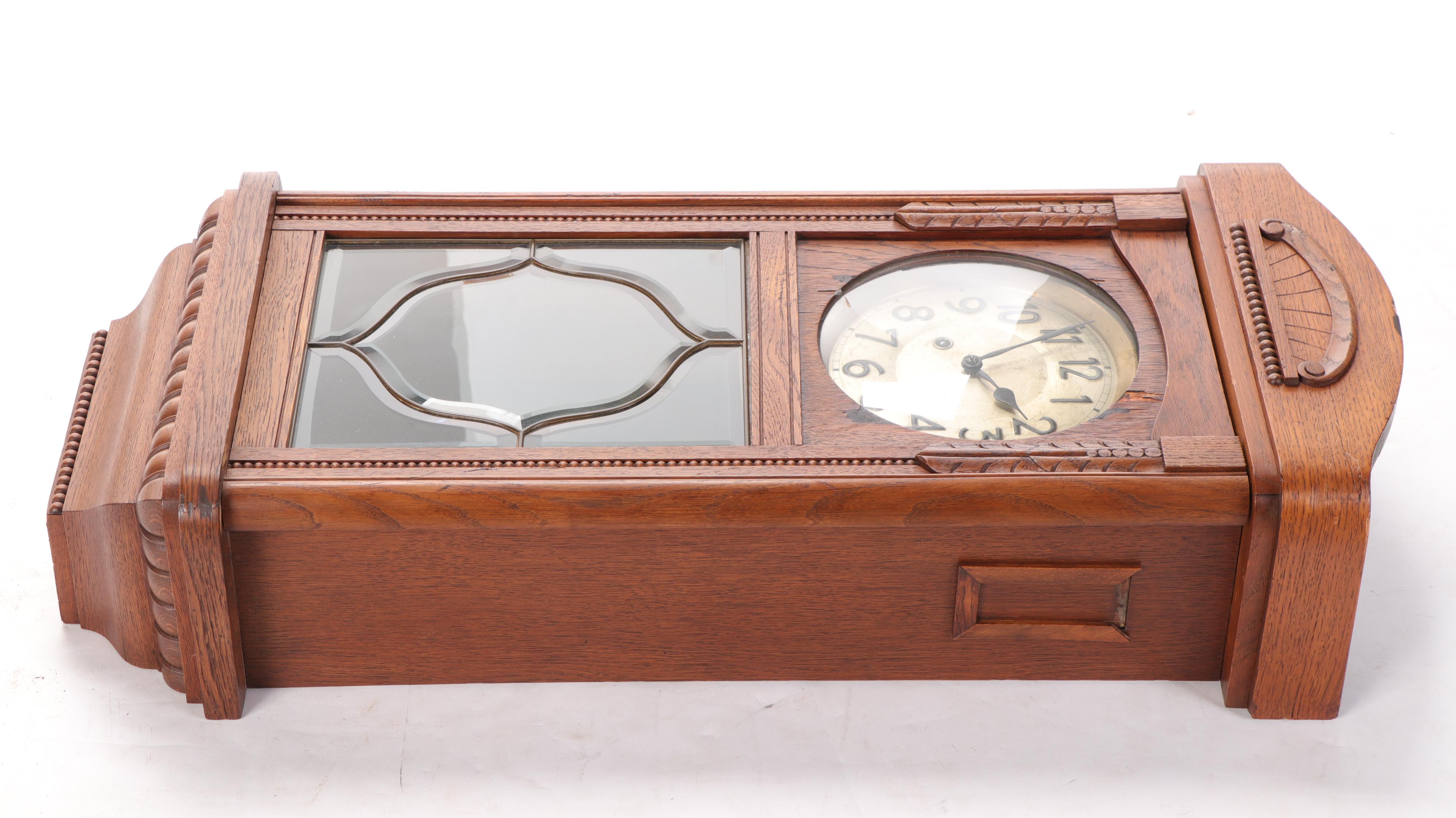 Junghans Art Deco Style Oak Wall Clock, Early to Mid-20th Century