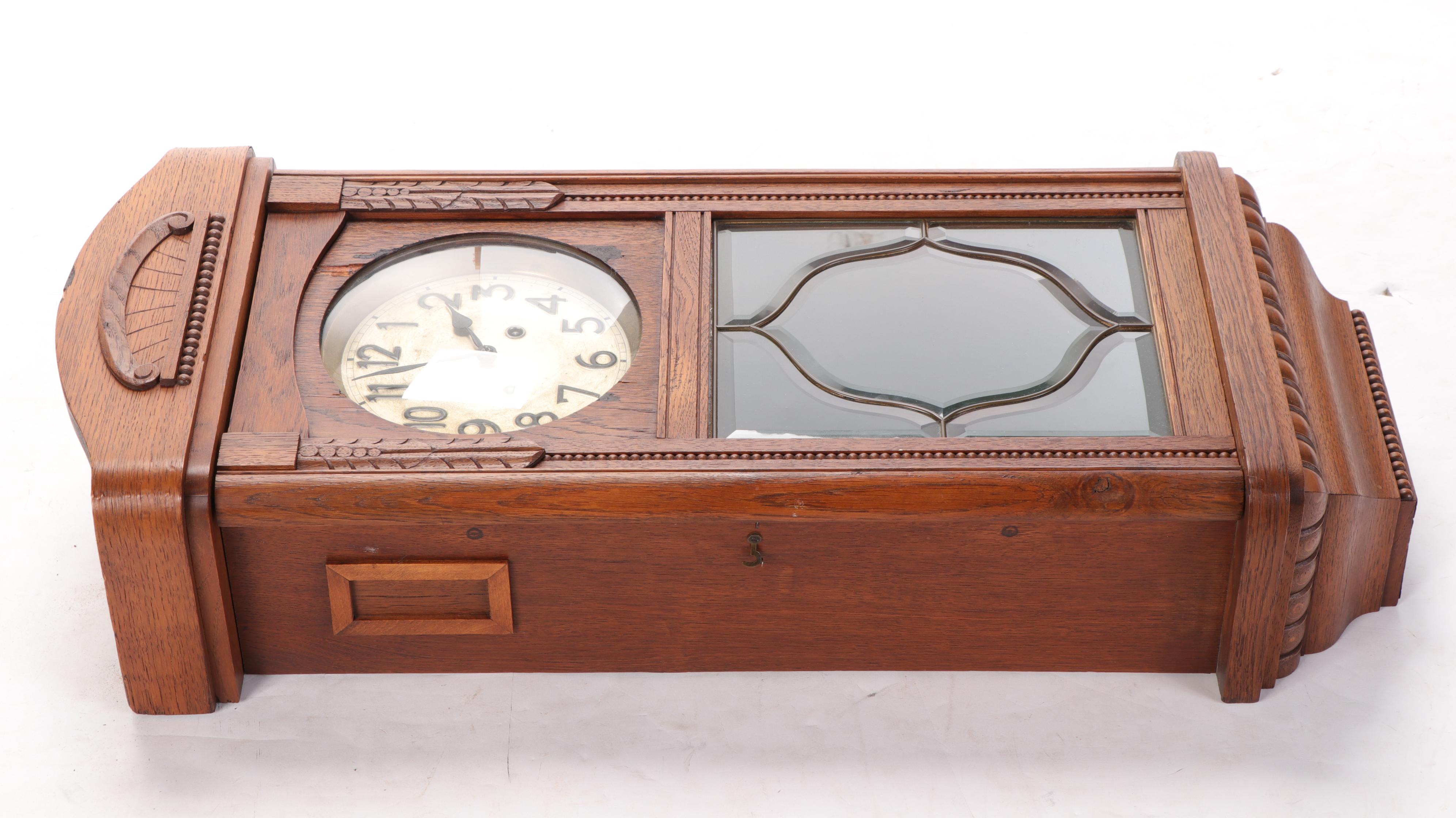 Junghans Art Deco Style Oak Wall Clock, Early to Mid-20th Century