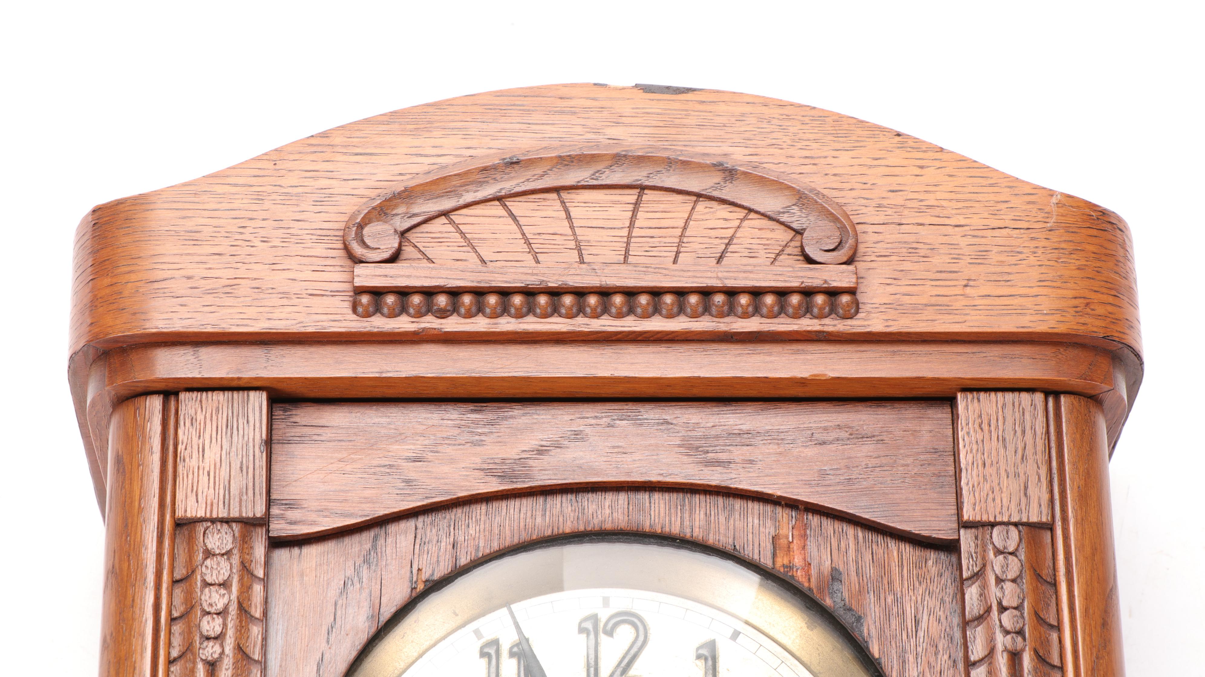 Junghans Art Deco Style Oak Wall Clock, Early to Mid-20th Century