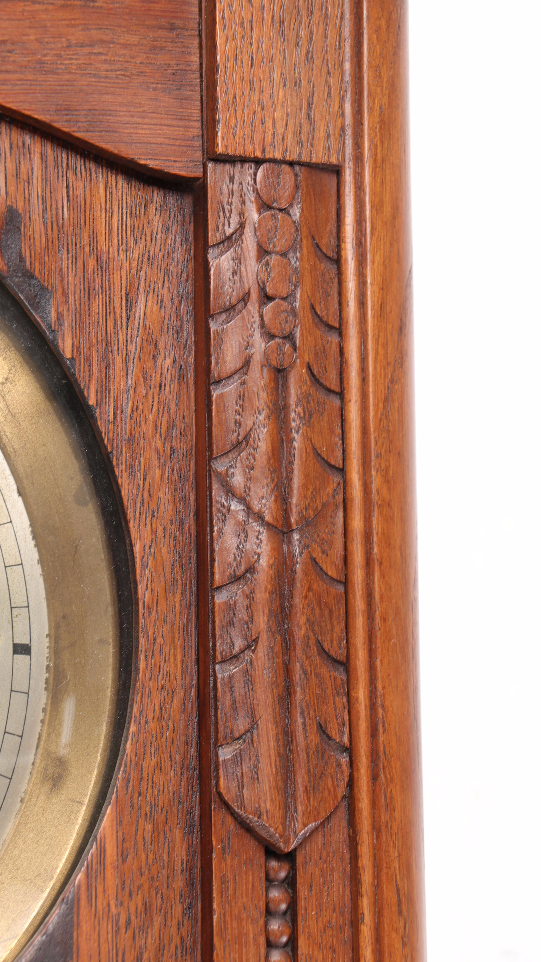 Junghans Art Deco Style Oak Wall Clock, Early to Mid-20th Century