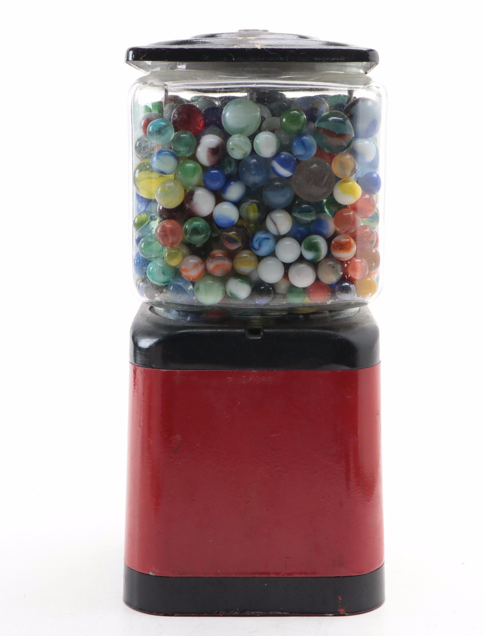 Gumball Machine Filled with Glass Marbles, 20th Century