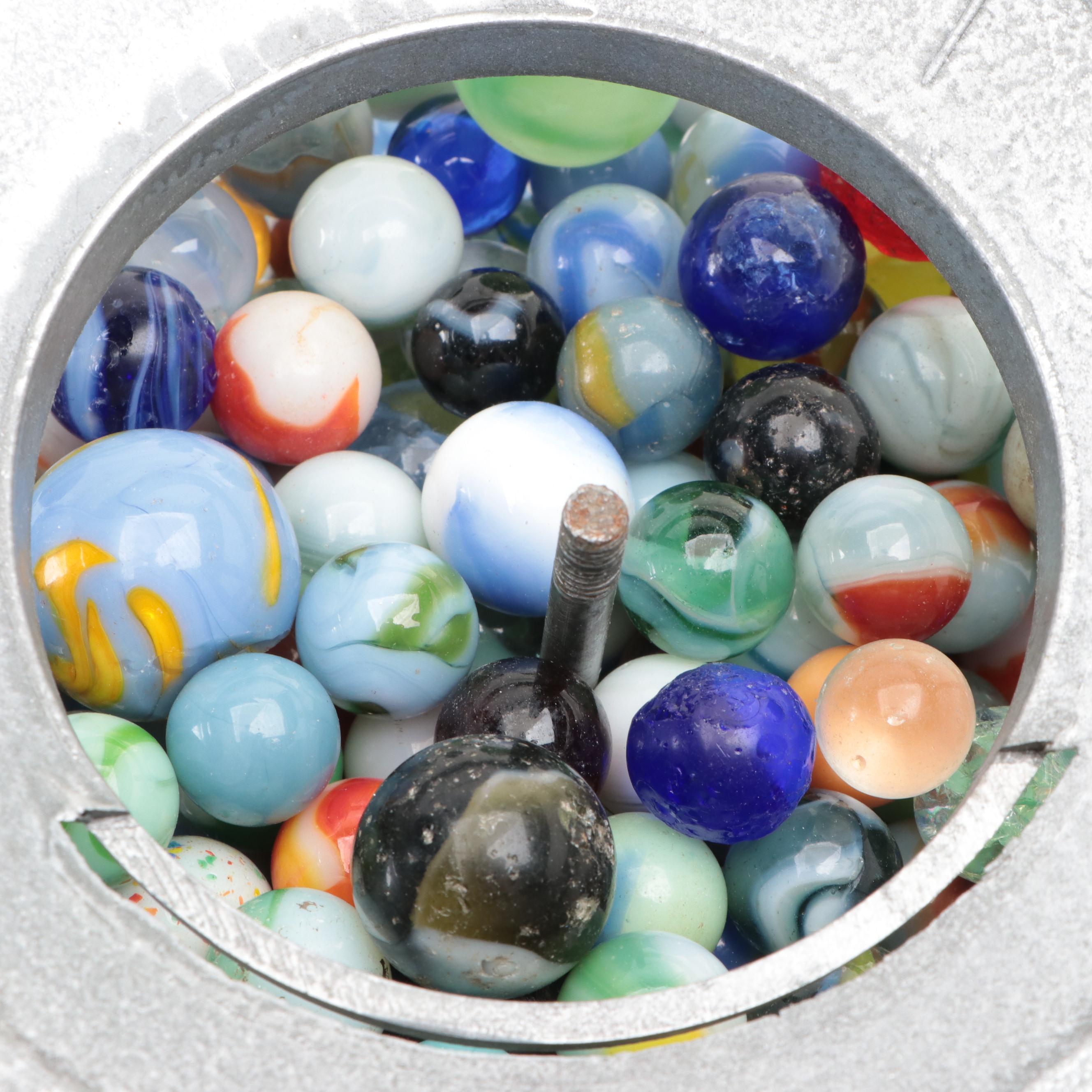 Gumball Machine Filled with Glass Marbles, 20th Century