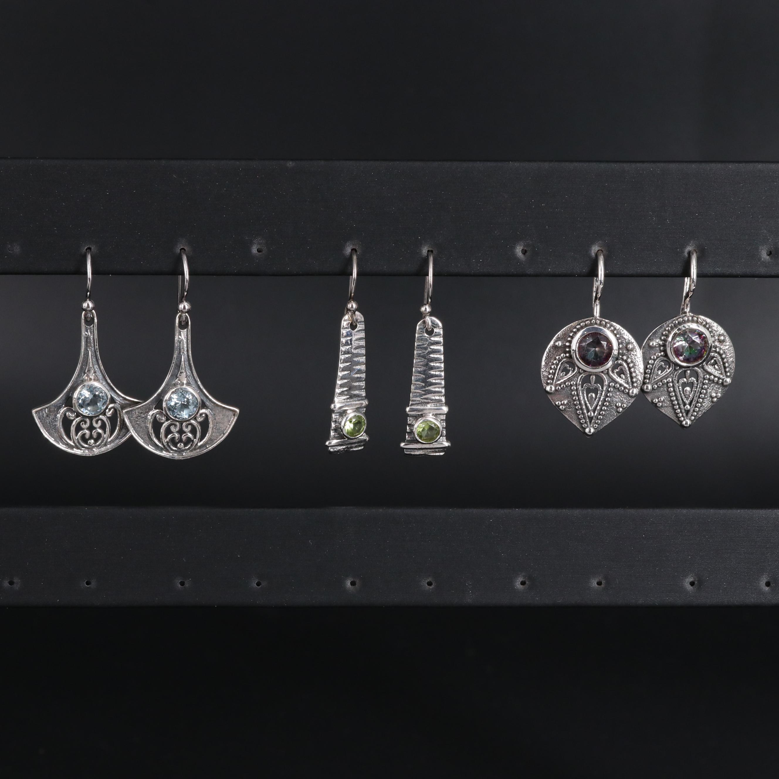 Sterling Silver Earring Collection Including Gemstones