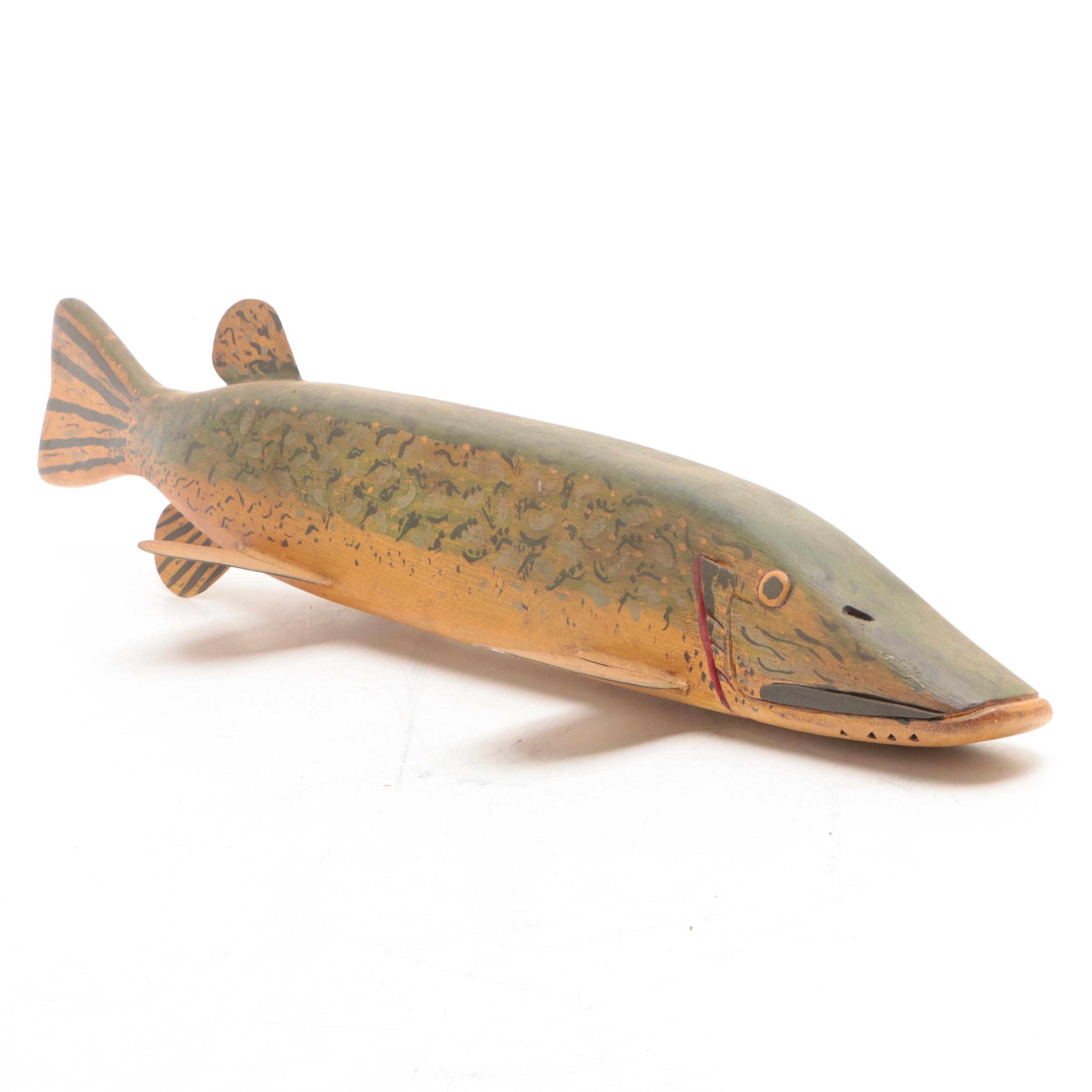 Wooden Northern Pike and Moose Figurines