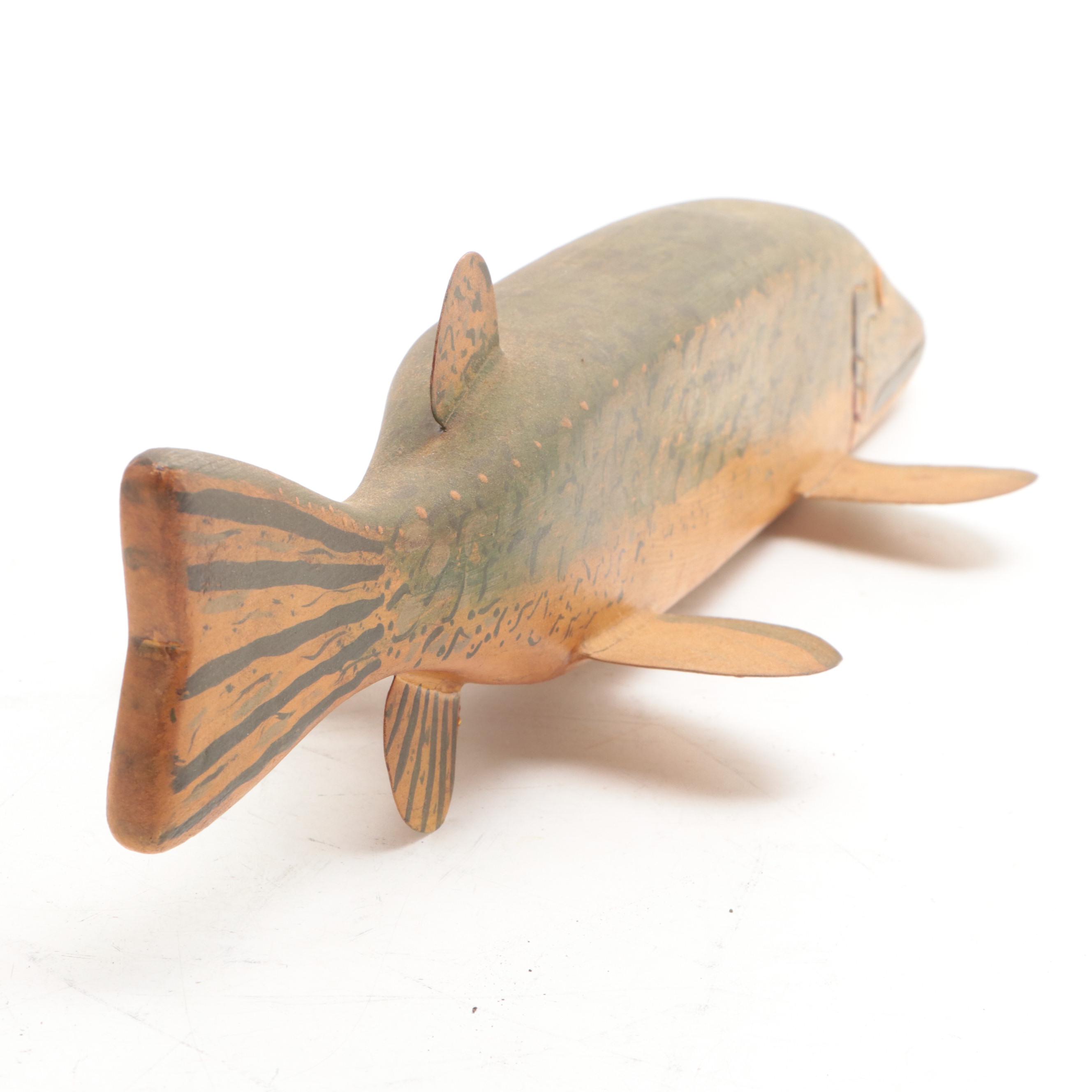 Wooden Northern Pike and Moose Figurines