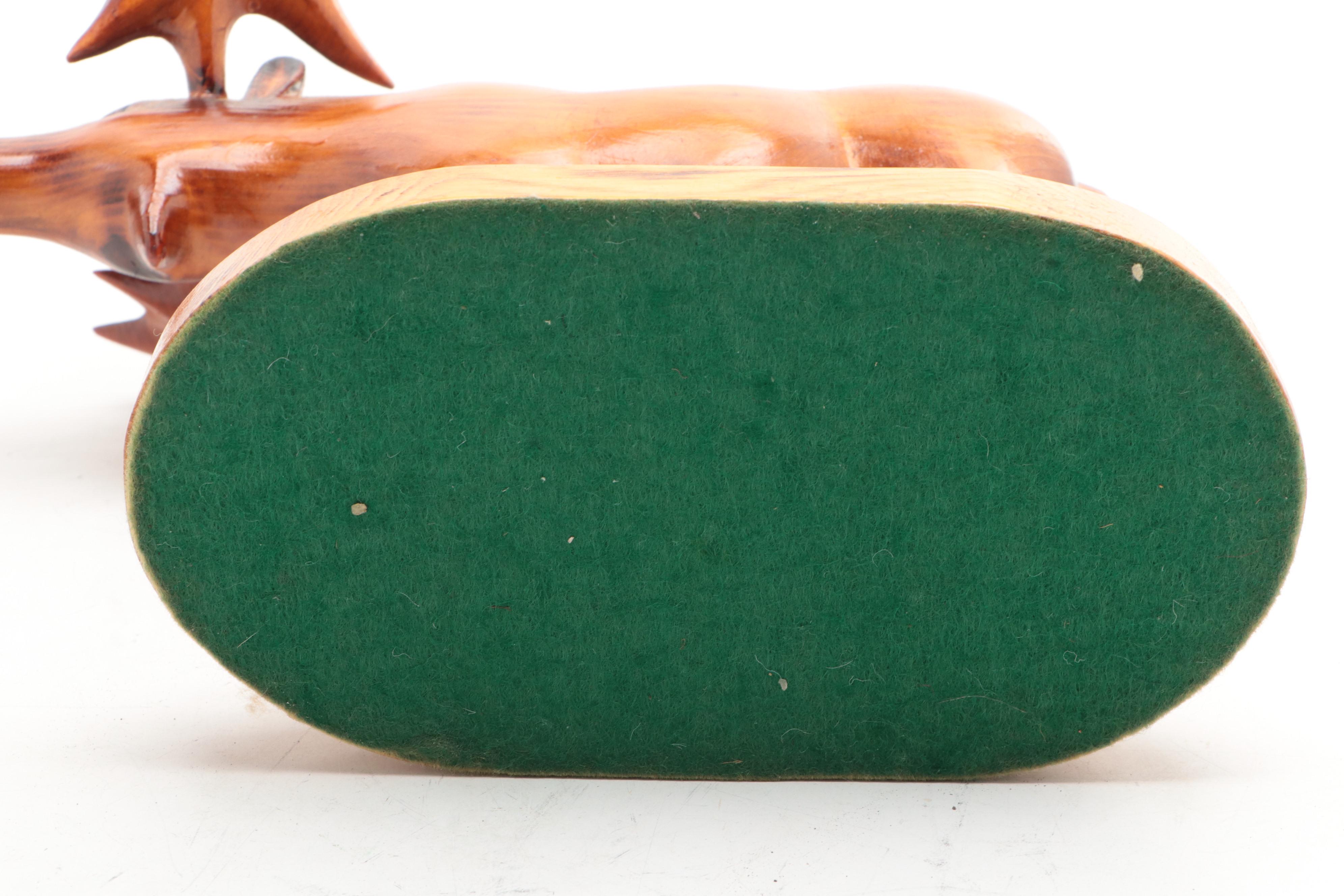 Wooden Northern Pike and Moose Figurines