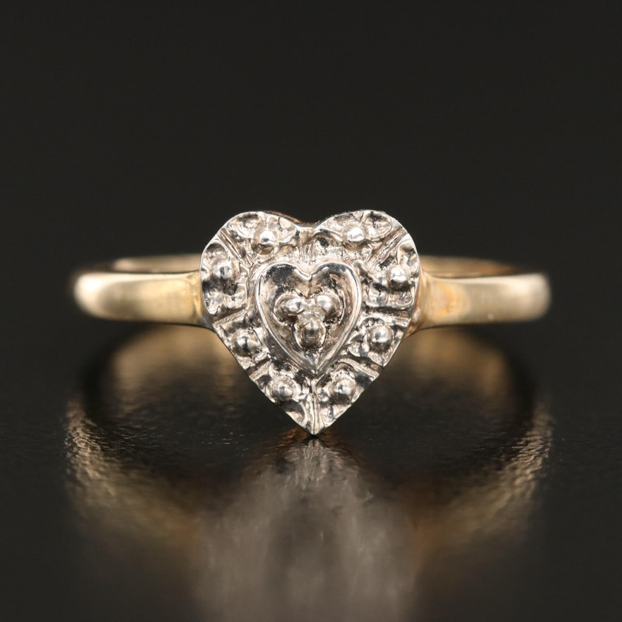 14K 0.01 CT Diamond Heart Ring