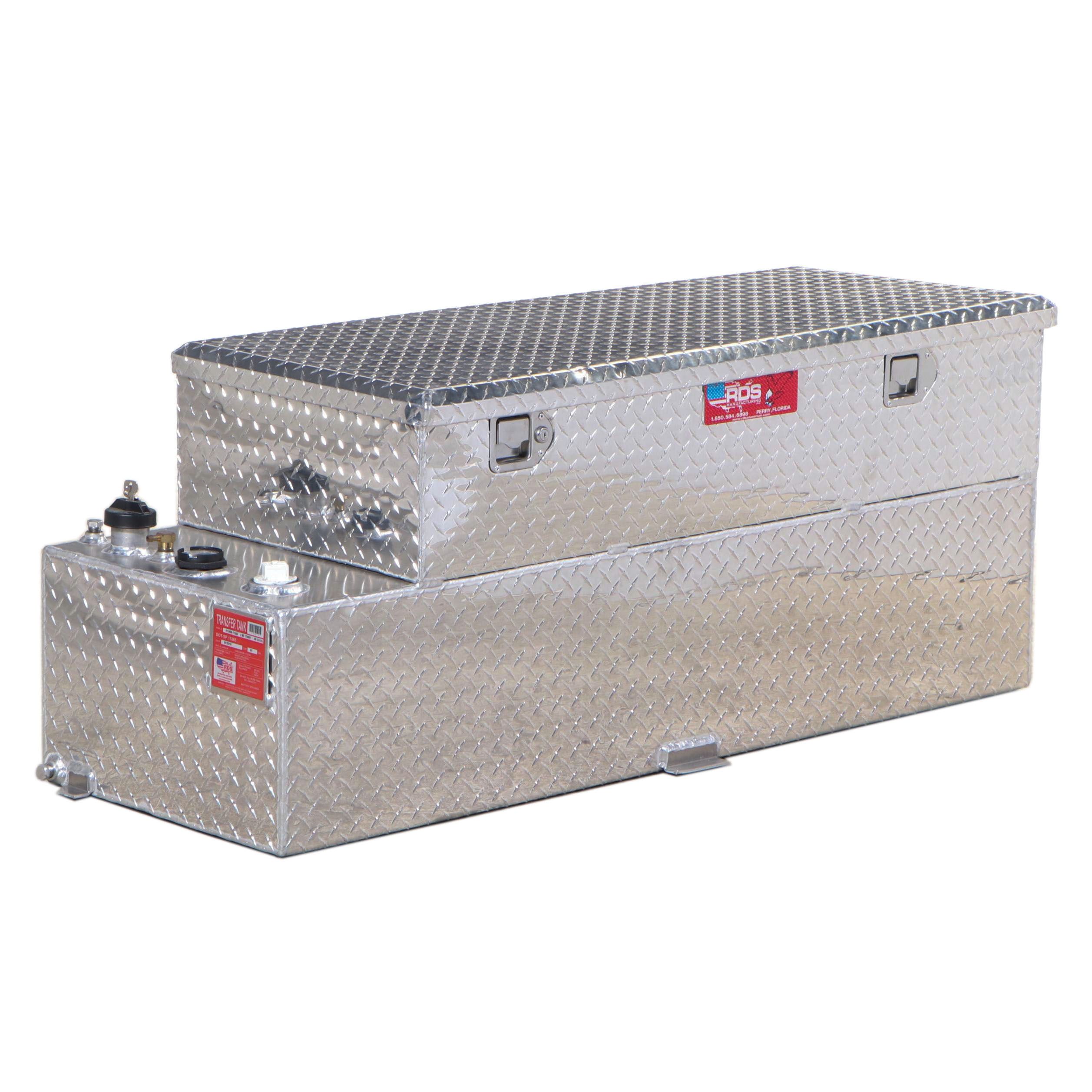 RDS Manufacturing Diamond Plate Fuel Transfer Tank with Storage Chest