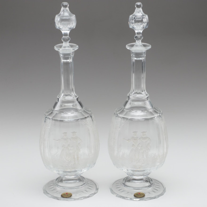 Moser "Maria Theresa" Cut and Engraved Czech Crystal Decanters, Late 20th C.