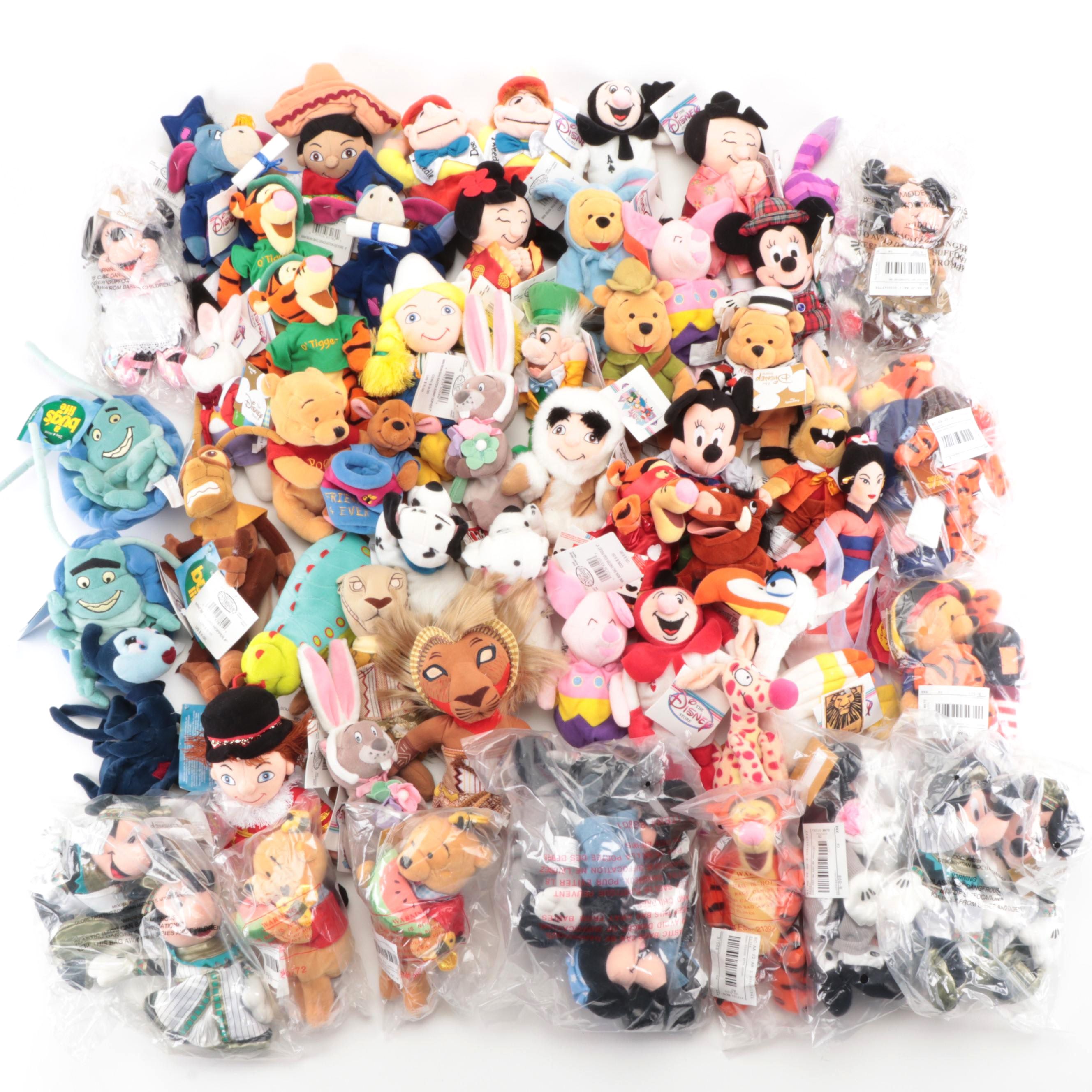 Disney Stuffed Toys Including Winnie-the-Pooh, Mickey Mouse and Others