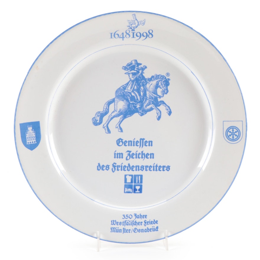 350th Anniversary German Peace Riders Ceramic Collector Plate, 1998