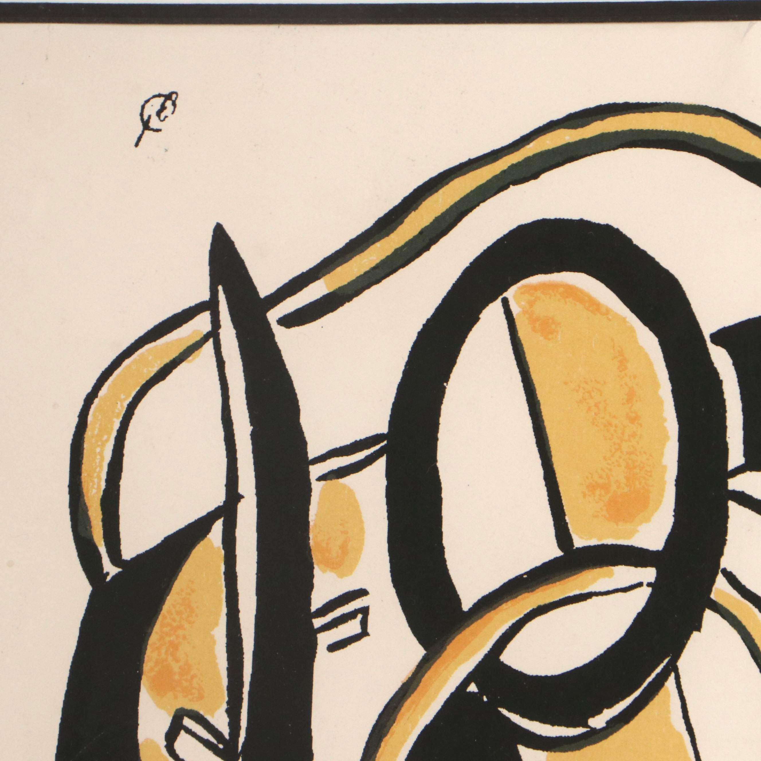 Abstract Portrait Serigraph After Fernand Léger