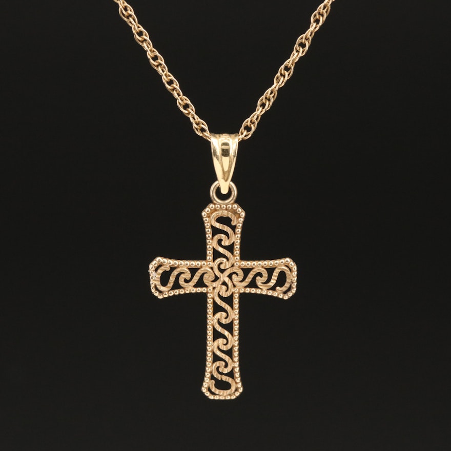 14K Cross Pendant Necklace