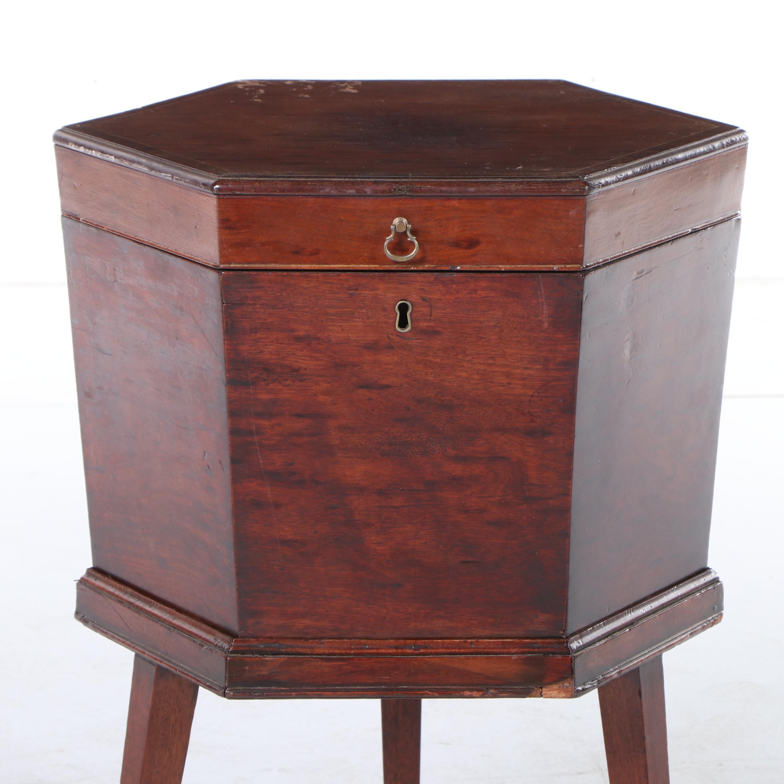 George III Plum Pudding Mahogany Cellarette-on-Stand, circa 1800