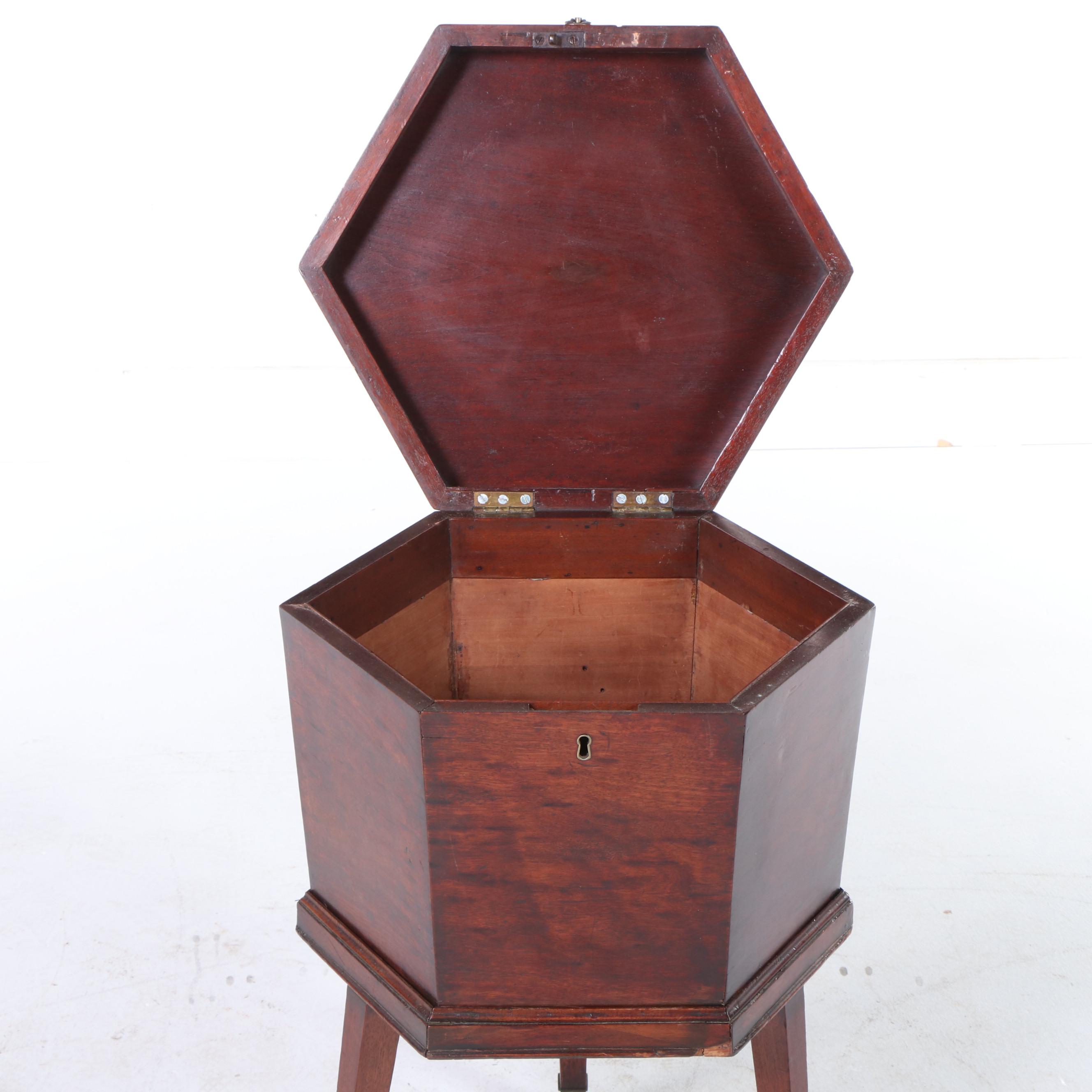 George III Plum Pudding Mahogany Cellarette-on-Stand, circa 1800