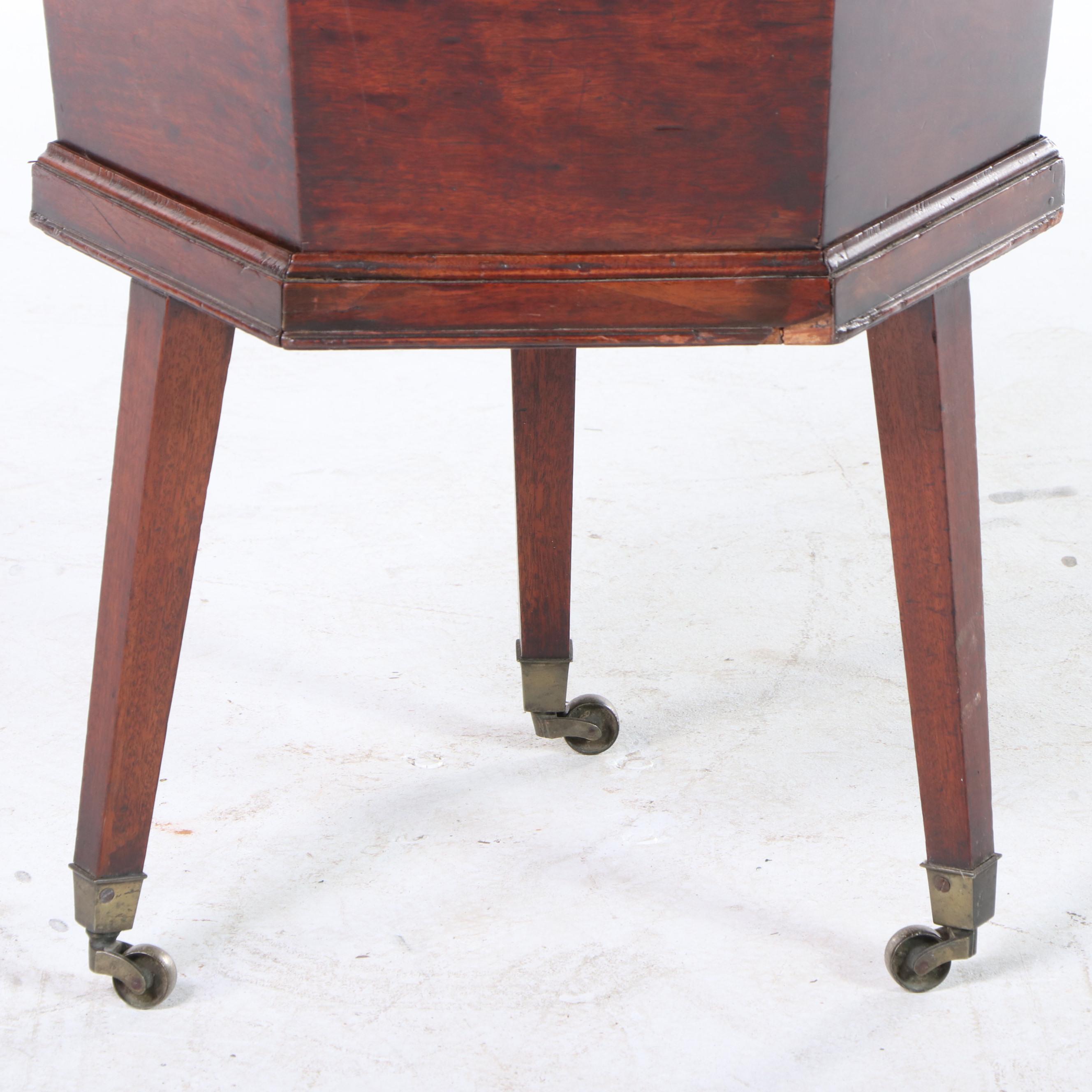 George III Plum Pudding Mahogany Cellarette-on-Stand, circa 1800