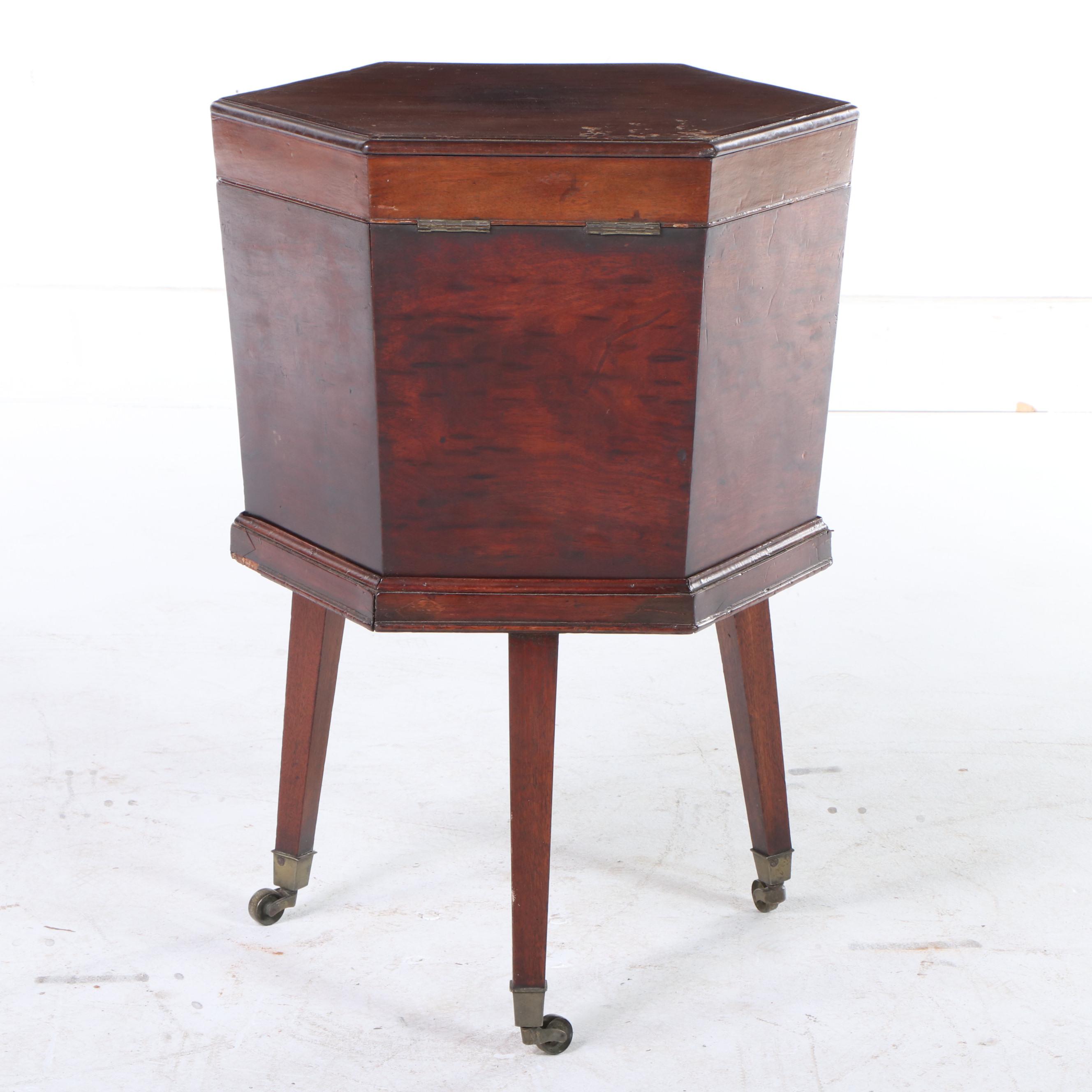 George III Plum Pudding Mahogany Cellarette-on-Stand, circa 1800