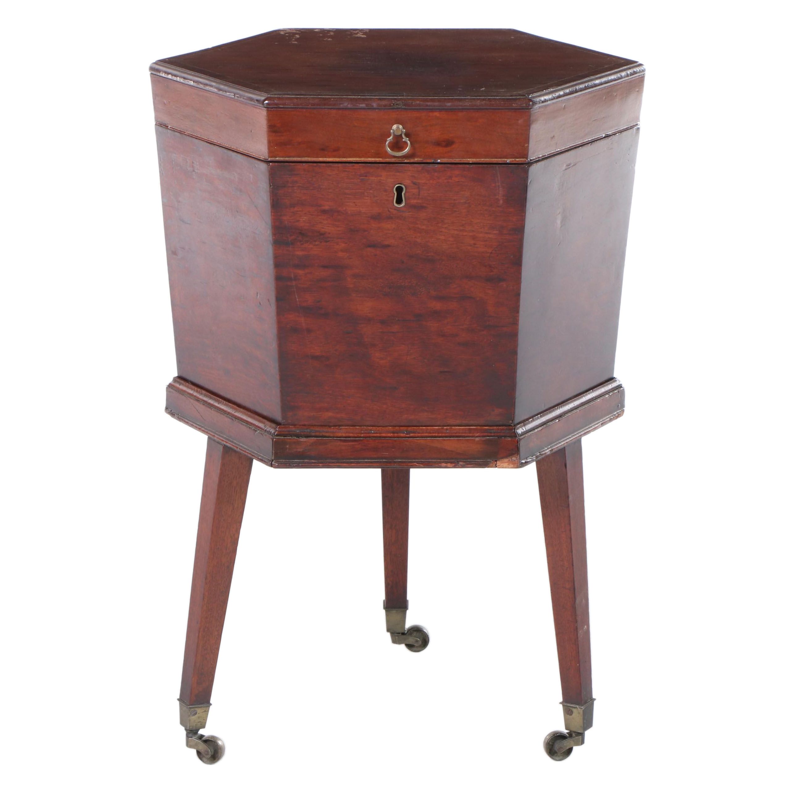 George III Plum Pudding Mahogany Cellarette-on-Stand, circa 1800