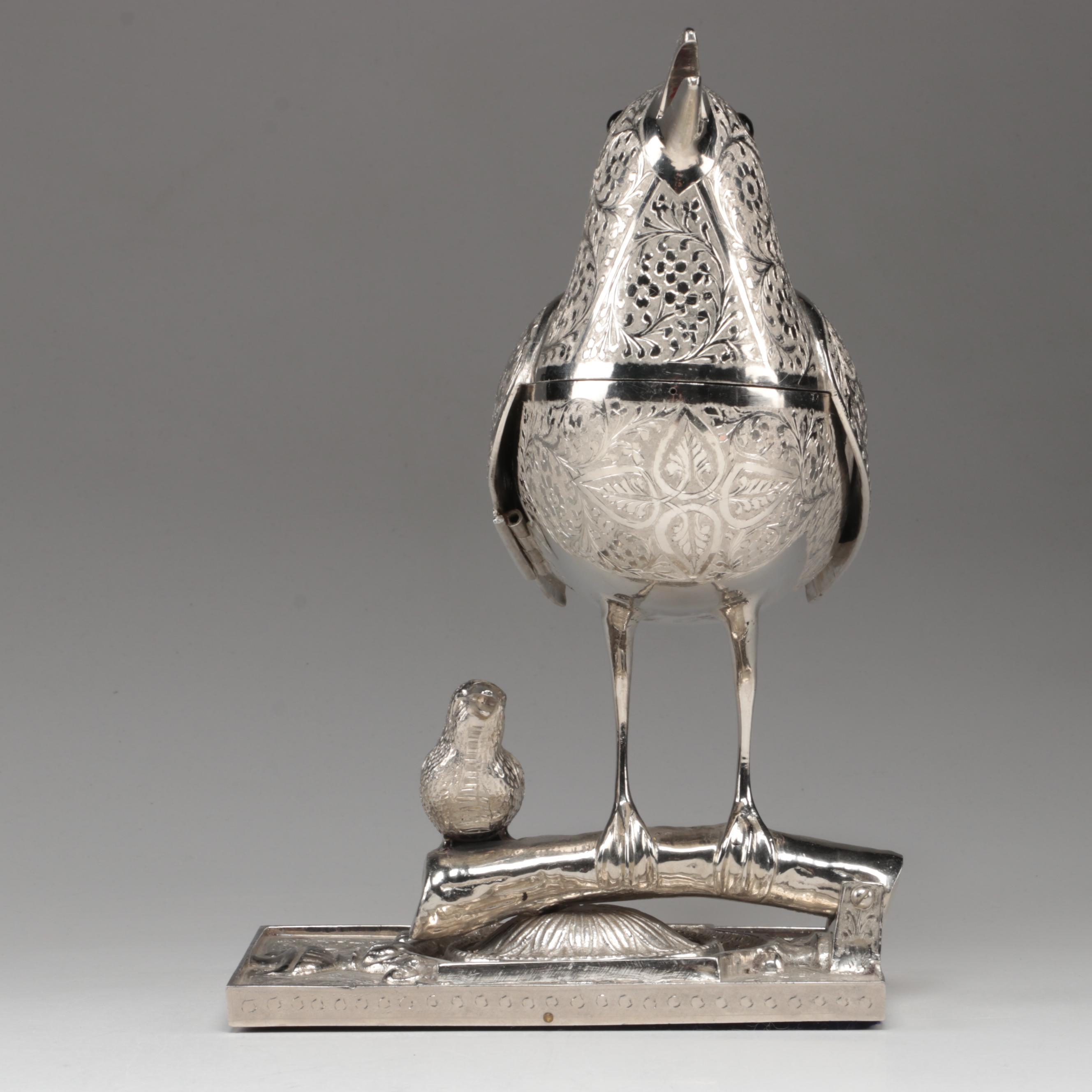 Fred Zimbalist Thorens Swiss Music Box in Metal Birds on Branch Form Case