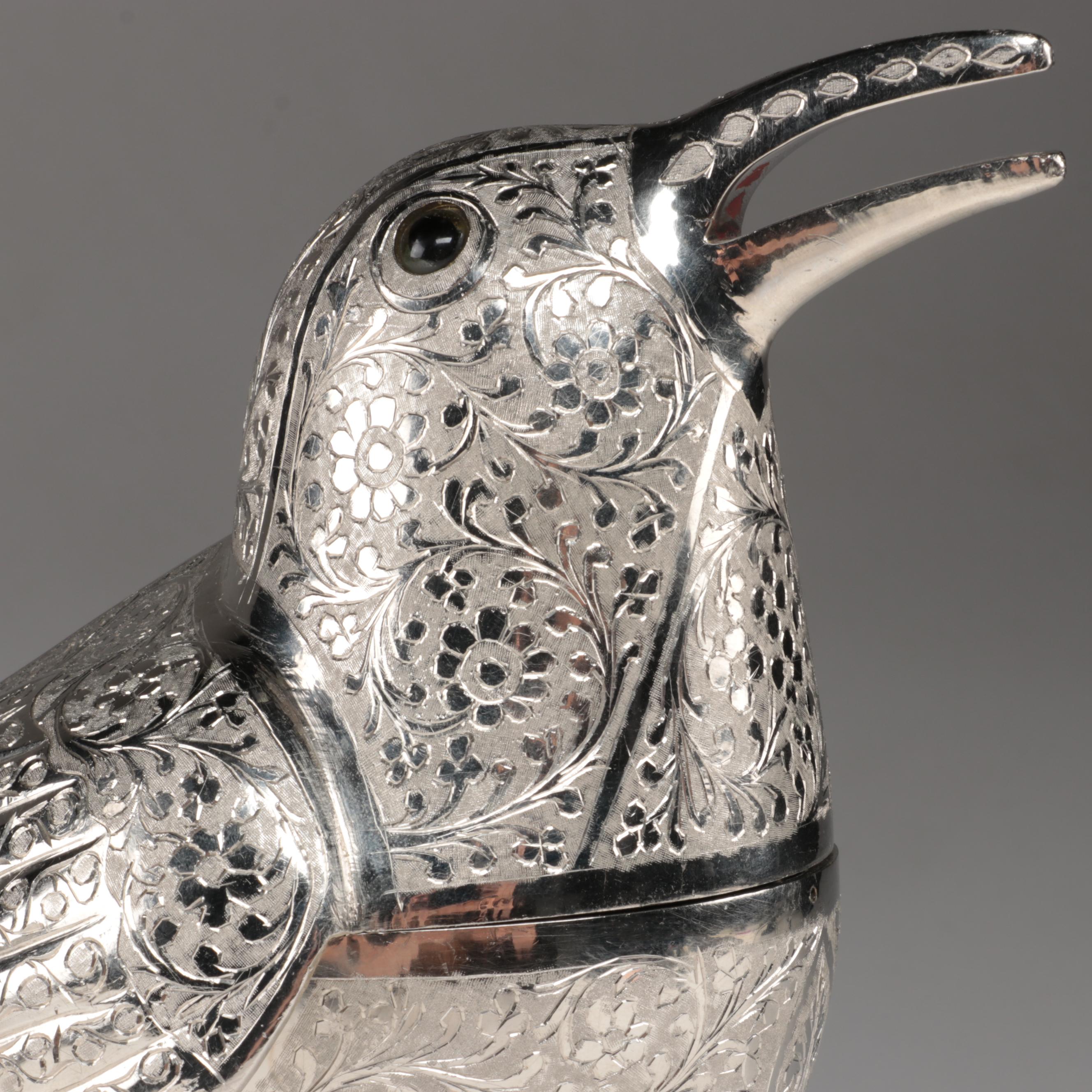 Fred Zimbalist Thorens Swiss Music Box in Metal Birds on Branch Form Case