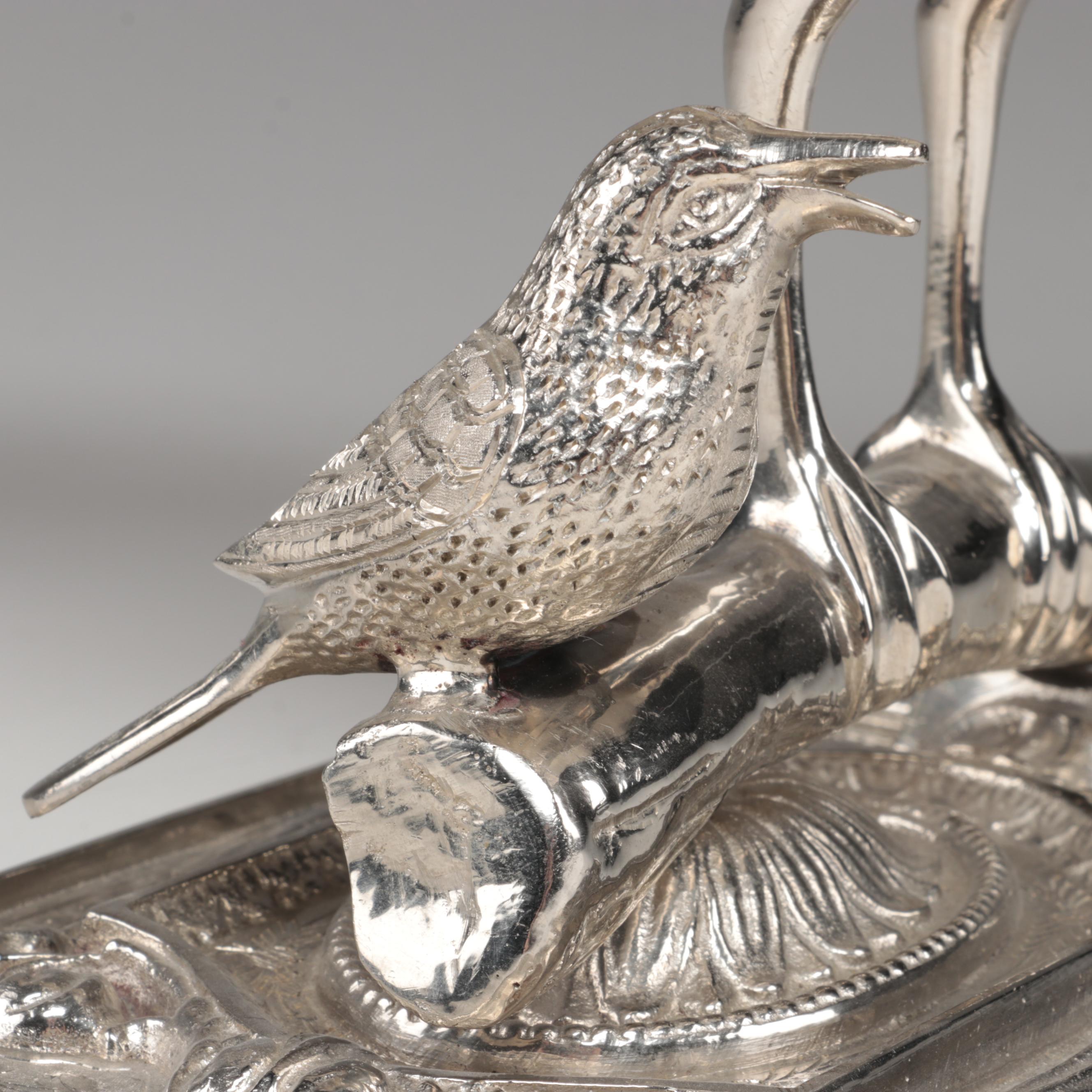 Fred Zimbalist Thorens Swiss Music Box in Metal Birds on Branch Form Case