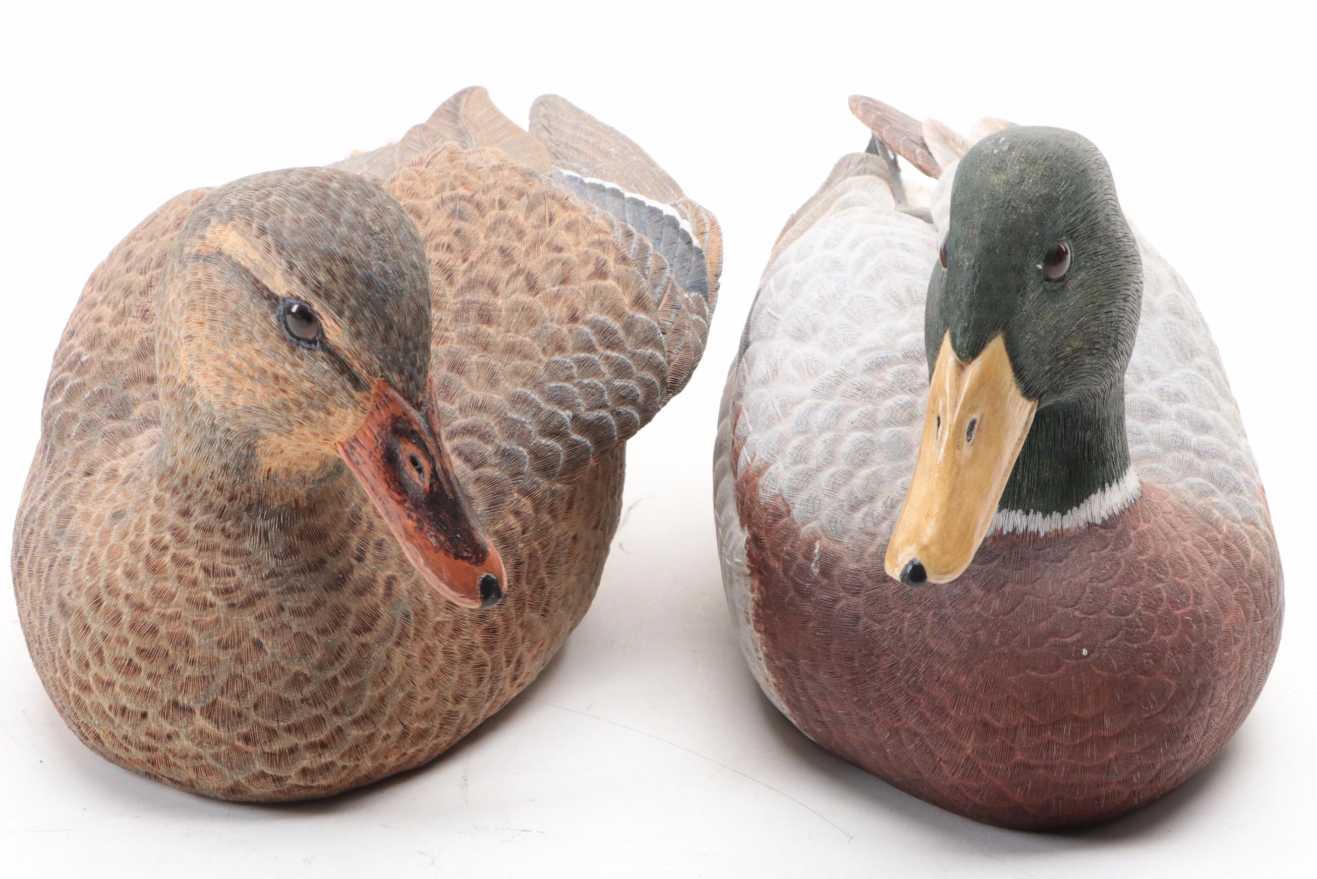 Bill Anthony Carved and Painted Mallard Decorative Duck Decoys, 1987